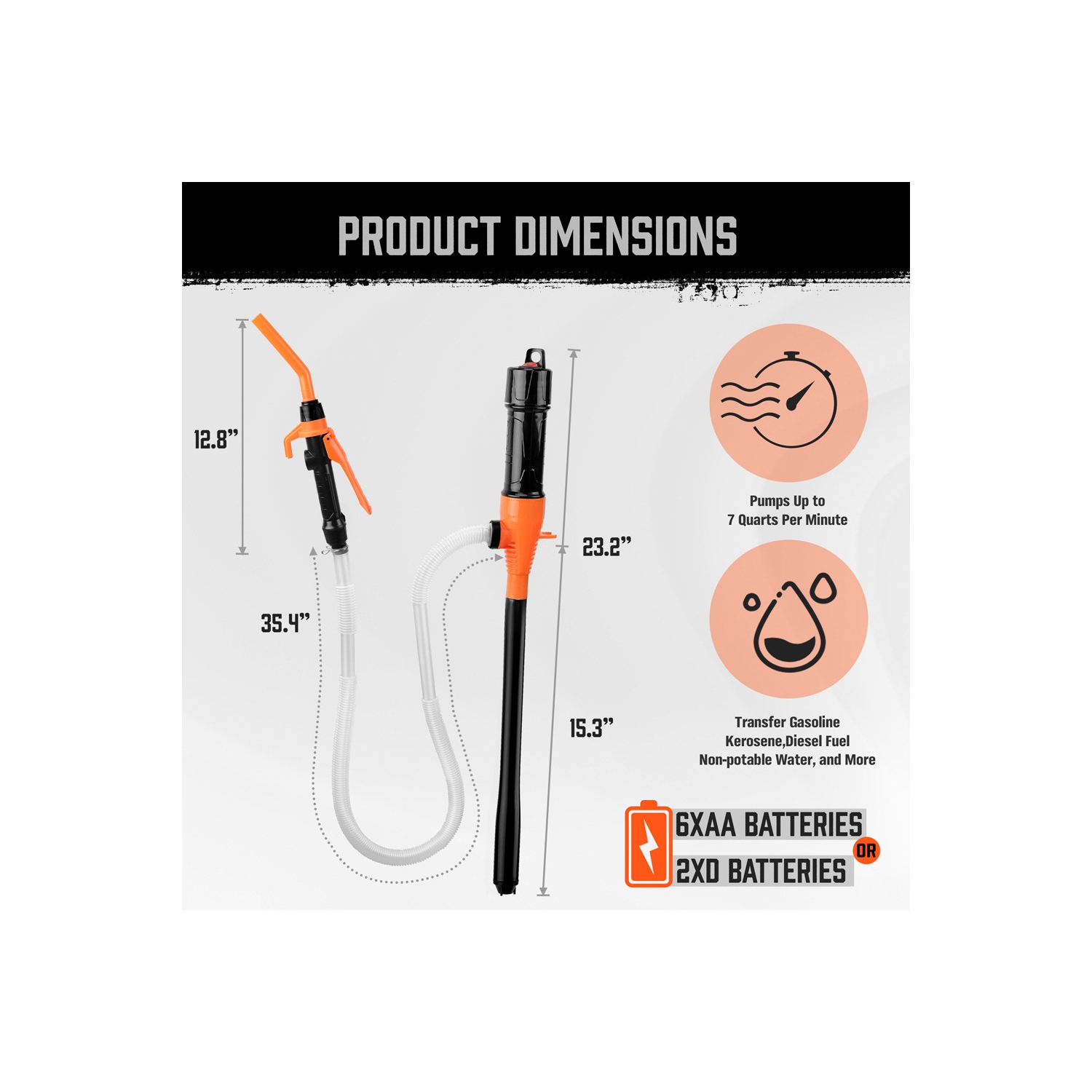 Electric Fuel Transfer Pump Battery Operated For motorcycle Car Gas Oil Pump With Flow Control Nozzle, Liquid Gasoline Tuning Fuel Gasoline Pump