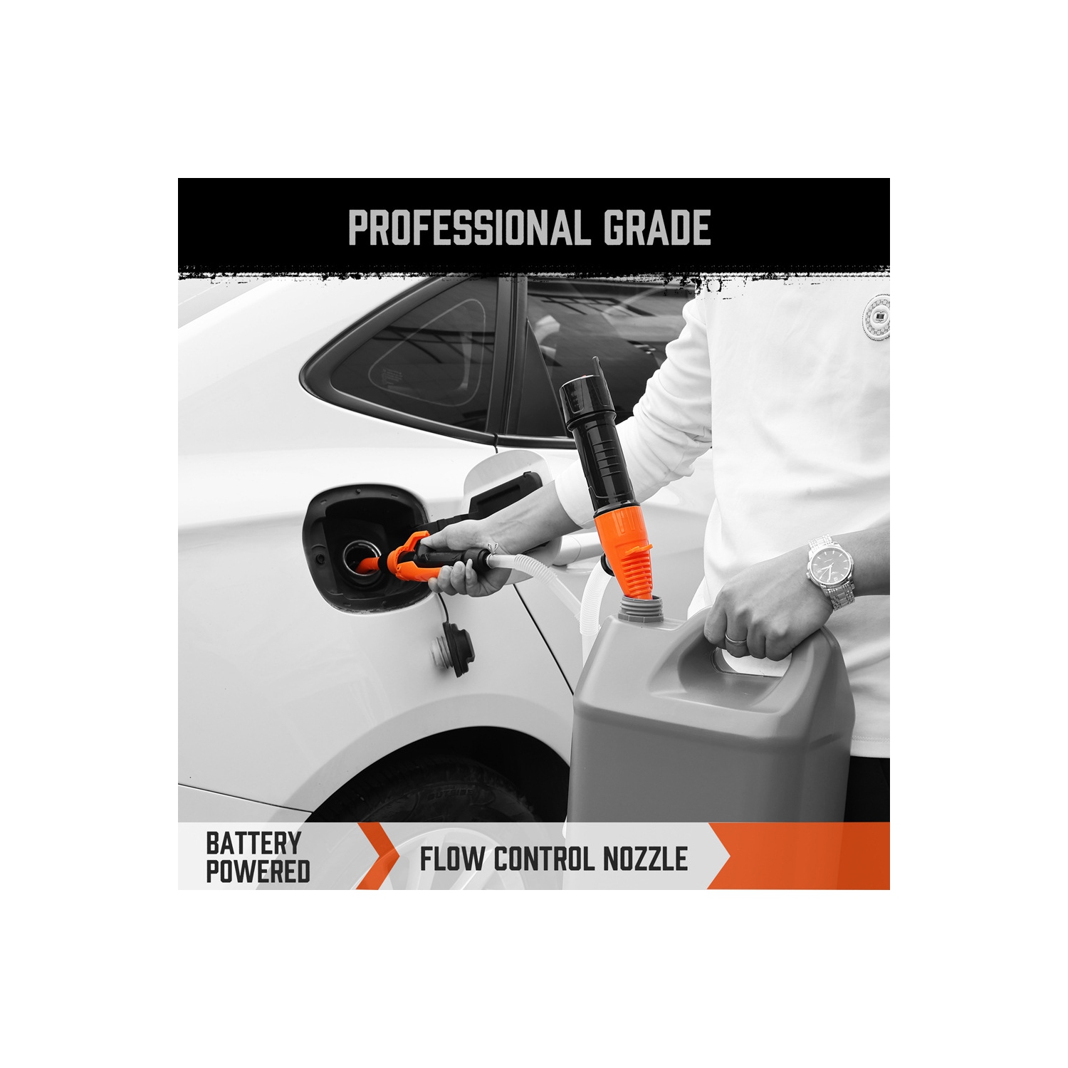 Electric Fuel Transfer Pump Battery Operated For motorcycle Car Gas Oil Pump With Flow Control Nozzle, Liquid Gasoline Tuning Fuel Gasoline Pump