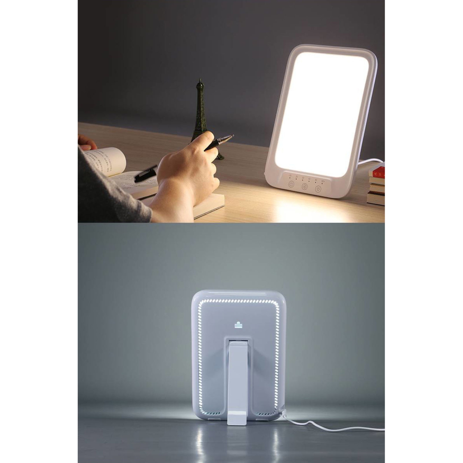 Lampe de luminothérapie LED, lumière de thérapie sans UV avec luminosité réglable à température de couleur, lumière à spectre complet pour le bureau