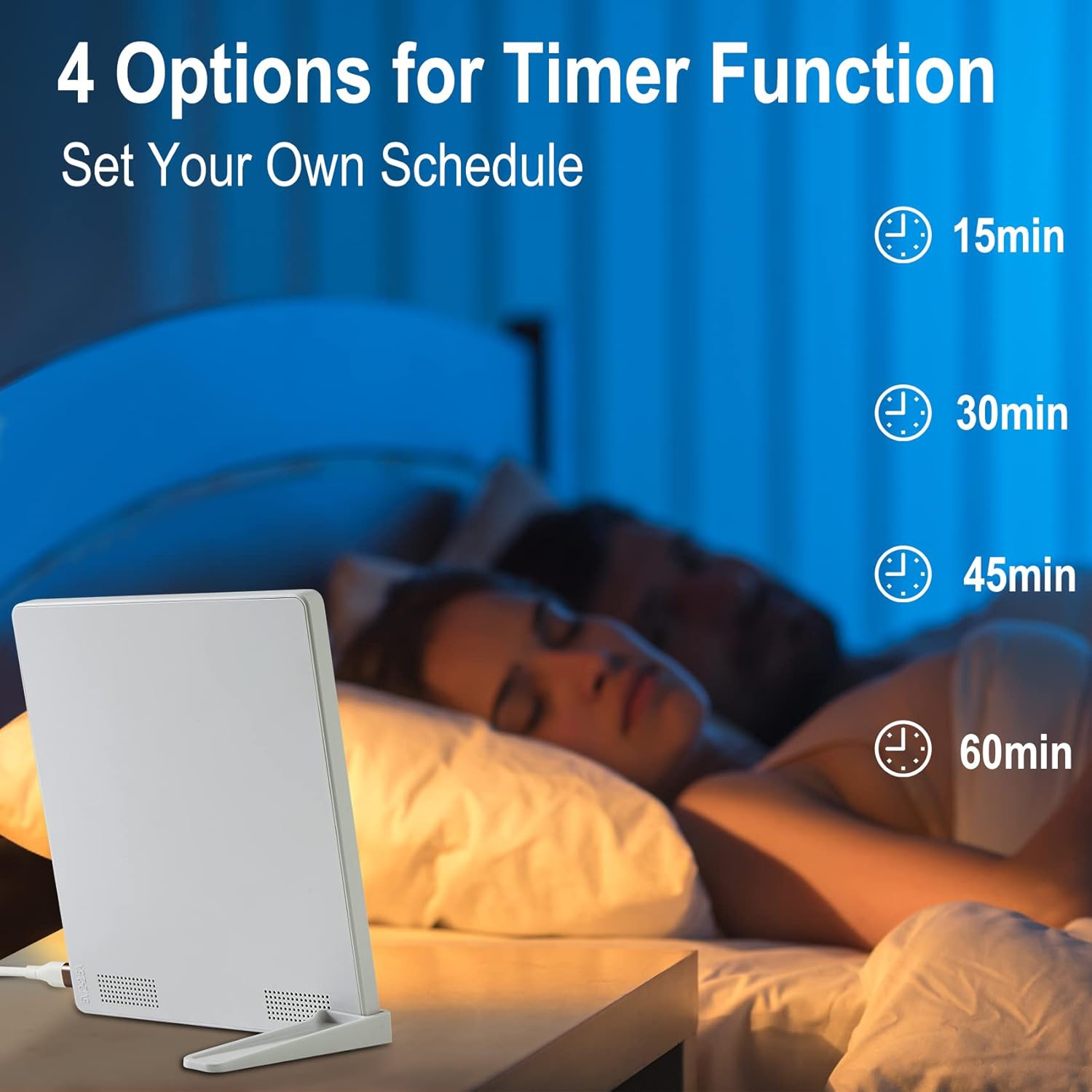 Lampe de luminothérapie, lumière de thérapie sans UV de 10000 lux, lampe solaire avec 3 température de couleur, lumière heureuse pour le bureau à