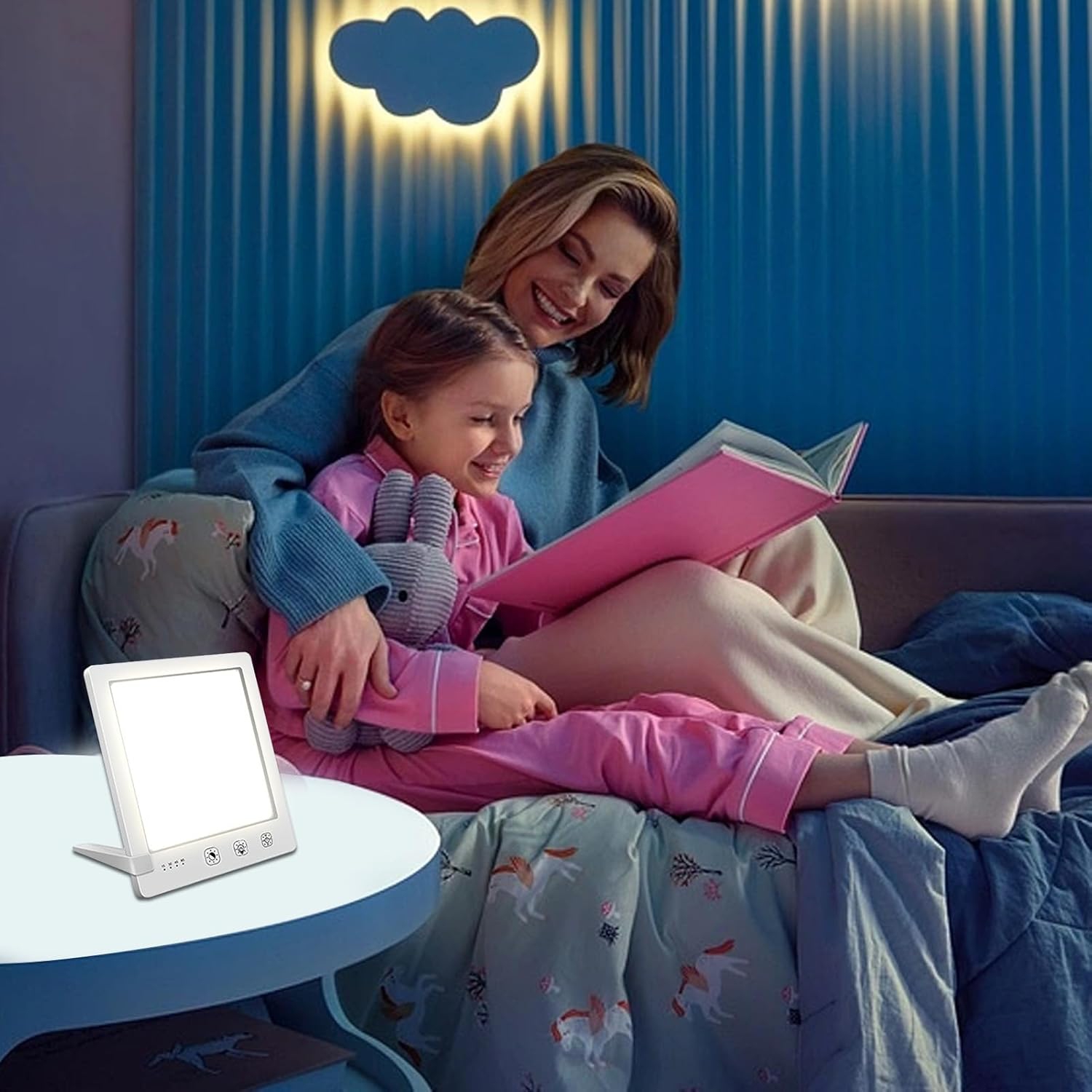 Lampe de luminothérapie, lumière de thérapie sans UV de 10000 lux, lampe solaire avec 3 température de couleur, lumière heureuse pour le bureau à