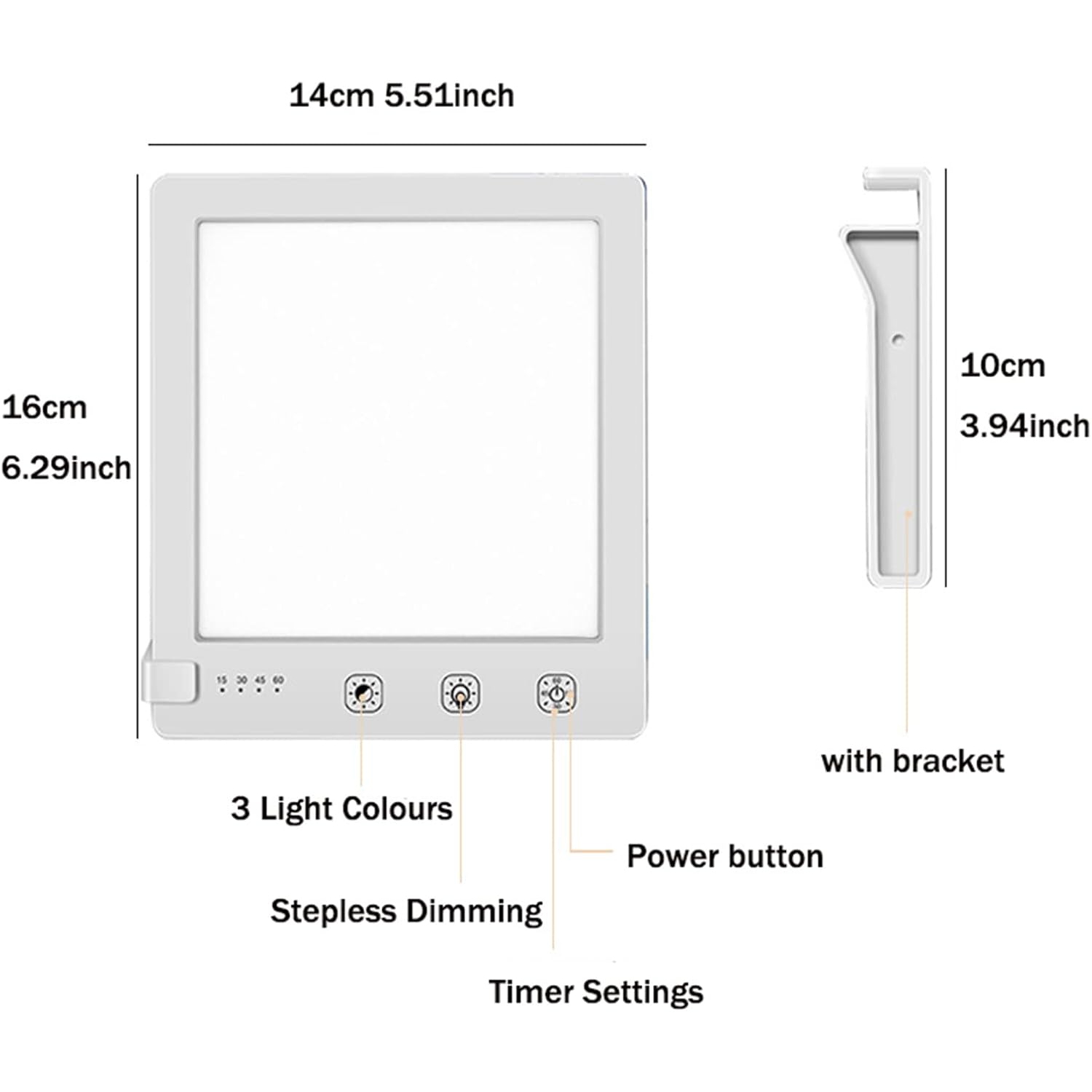 Lampe de luminothérapie, lumière de thérapie sans UV de 10000 lux, lampe solaire avec 3 température de couleur, lumière heureuse pour le bureau à