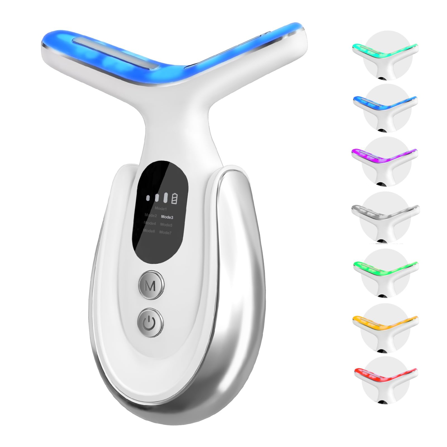 7 Colors LED Neck Beauty Device EMS Facial Lifting Face Skincare Instrument Double Chin Removing Wrinkle Face Vibrate Massager