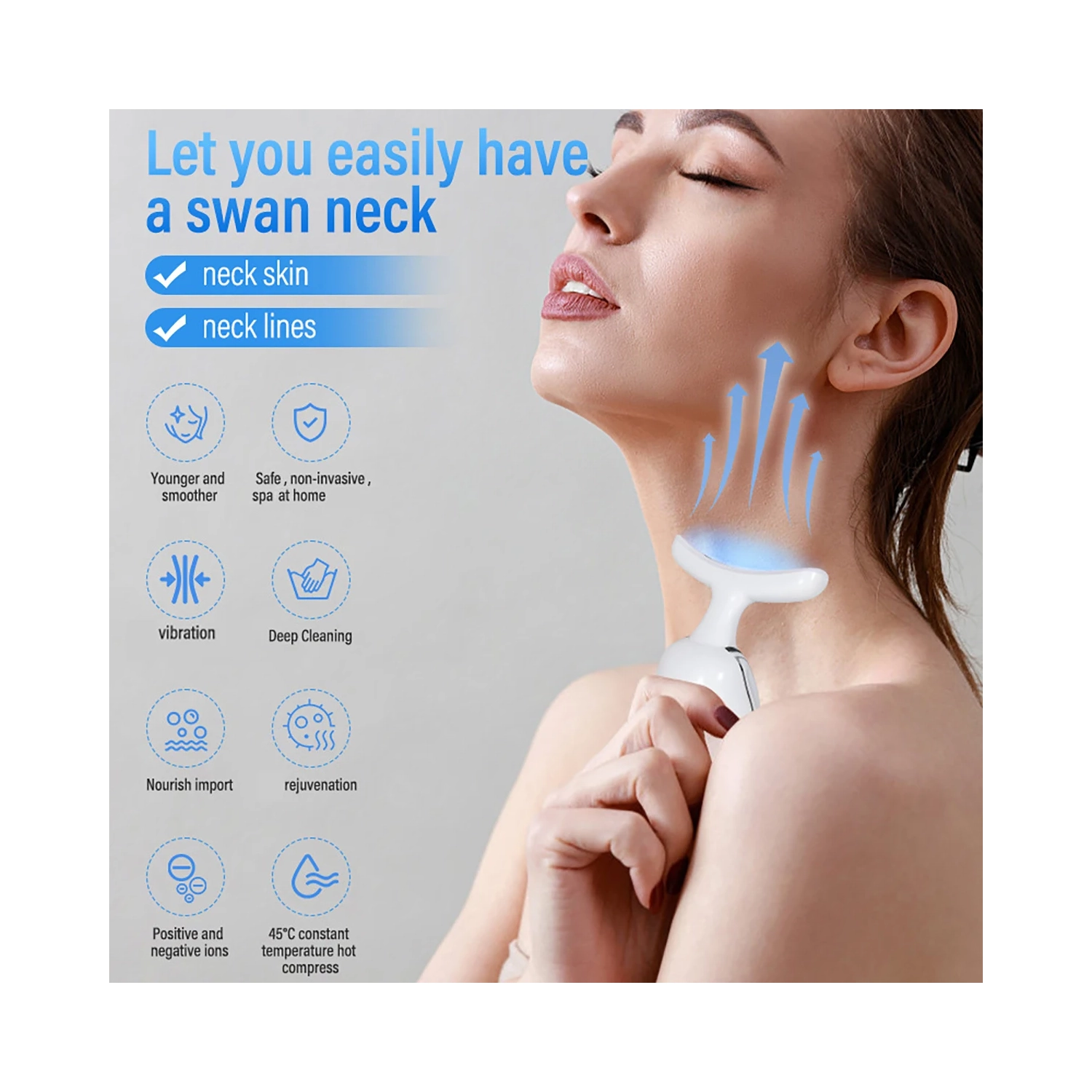 7 Colors LED Neck Beauty Device EMS Facial Lifting Face Skincare Instrument Double Chin Removing Wrinkle Face Vibrate Massager