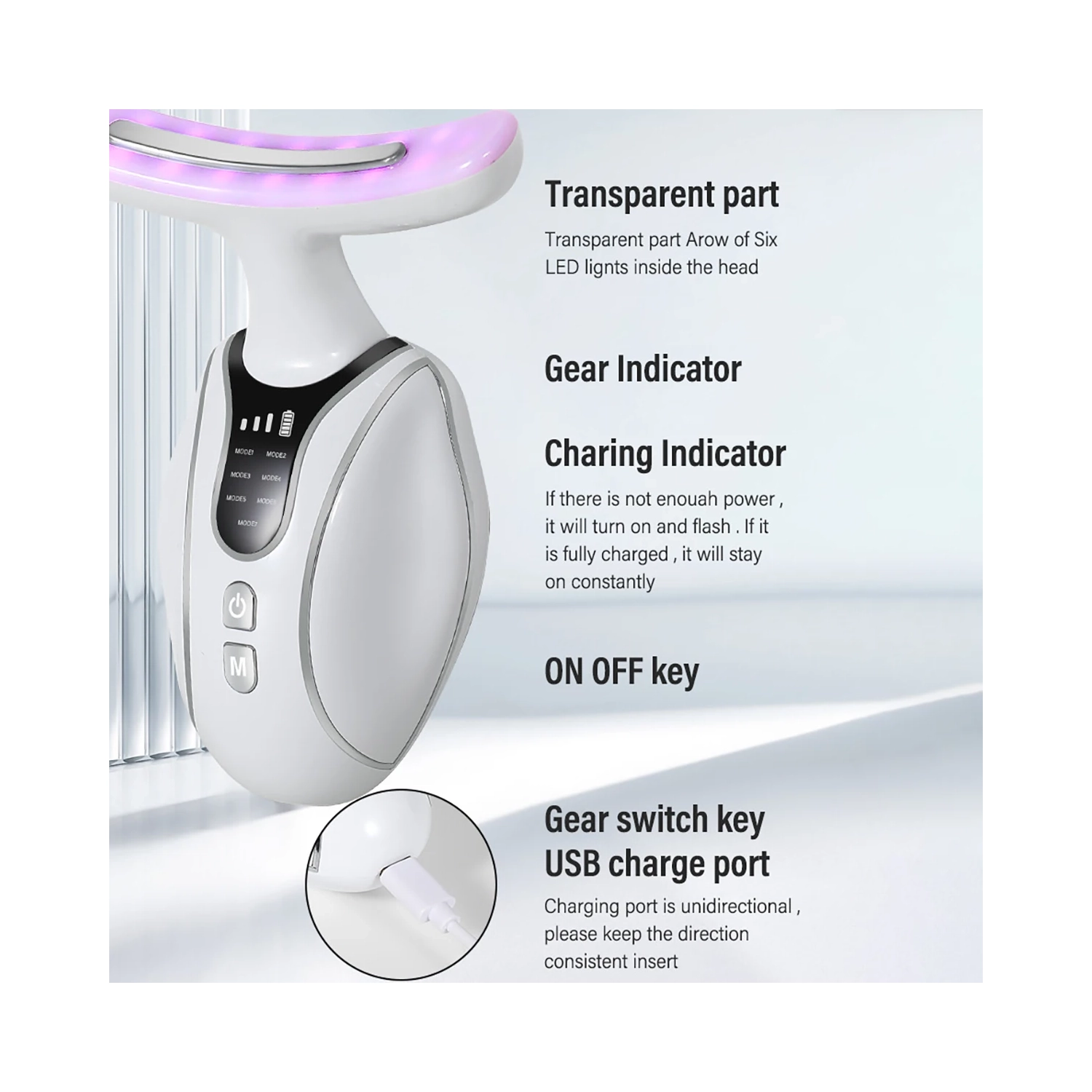 7 Colors LED Neck Beauty Device EMS Facial Lifting Face Skincare Instrument Double Chin Removing Wrinkle Face Vibrate Massager