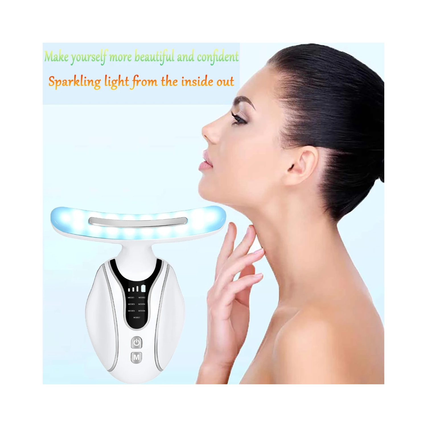 7 Colors LED Neck Beauty Device EMS Facial Lifting Face Skincare Instrument Double Chin Removing Wrinkle Face Vibrate Massager