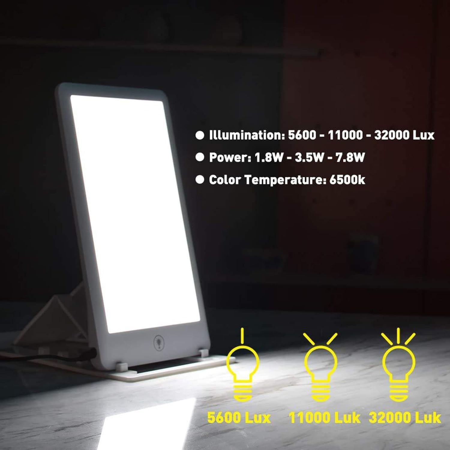 Lampe solaire à spectre complet, lumière joyeuse sans UV portative, lampe de luminothérapie LED de 10000 lux