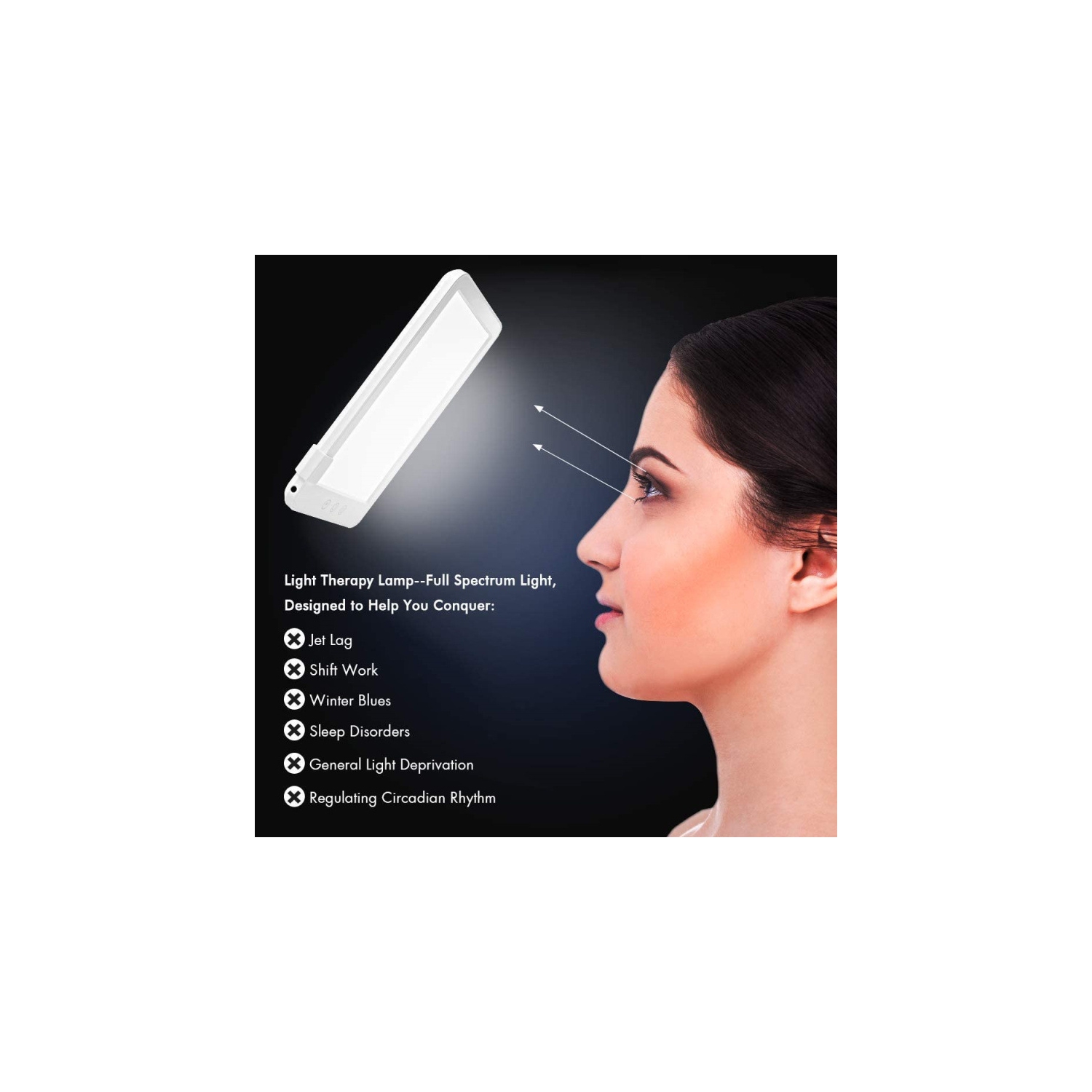 Lampe solaire à spectre complet, lumière joyeuse sans UV portative, lampe de luminothérapie LED de 10000 lux