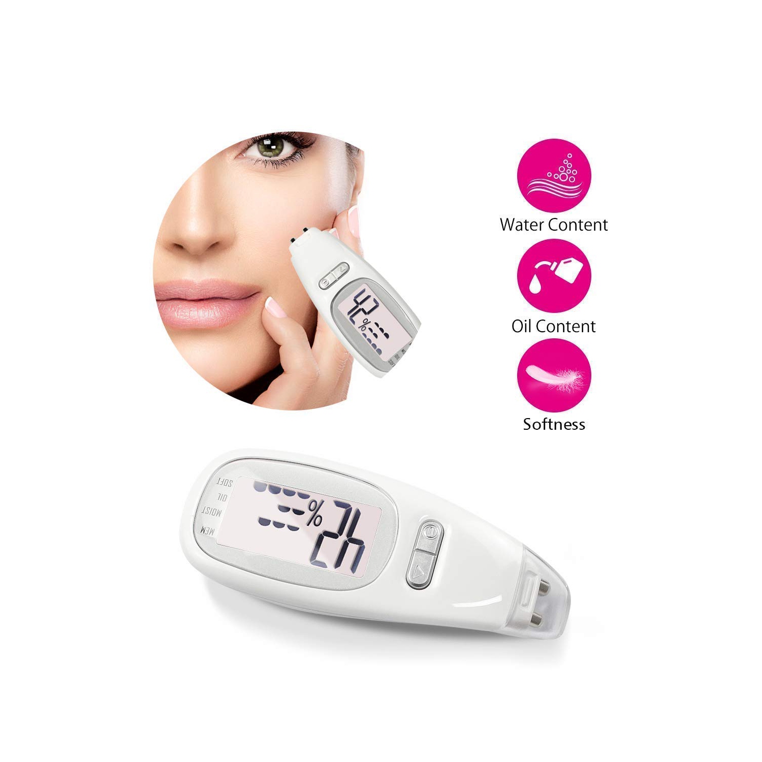 Testeur d'humidité faciale Analyseur de peau Mètre d'hydratation faciale Analyseur machine de peau Testeur d'huile d'eau numérique pour les soins de