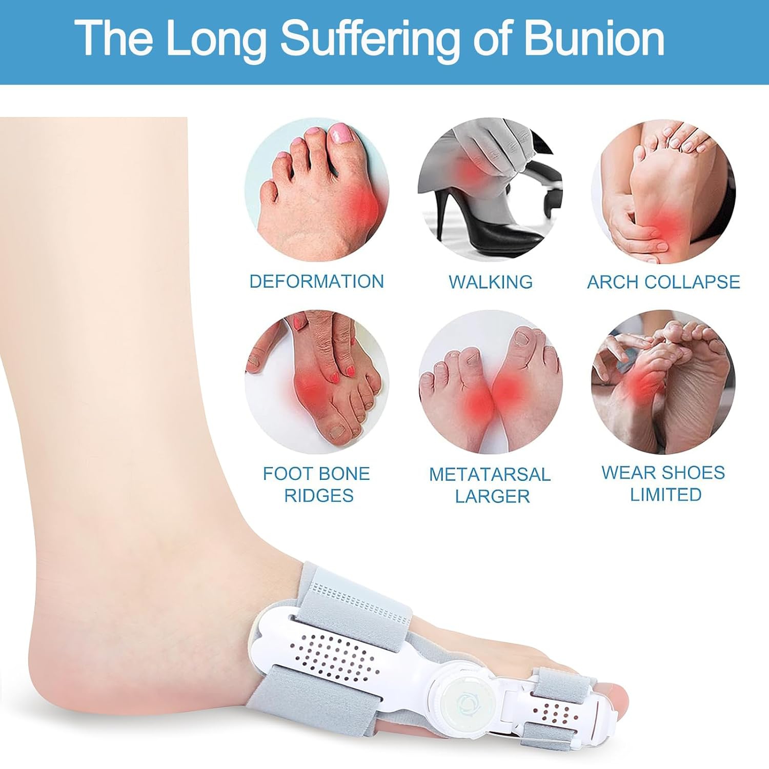 Bunion Corrector Big Toe Straightener Adjustable Bunion Splint for Bunion Relief Orthopedic Toe Separators Brace for Women Men