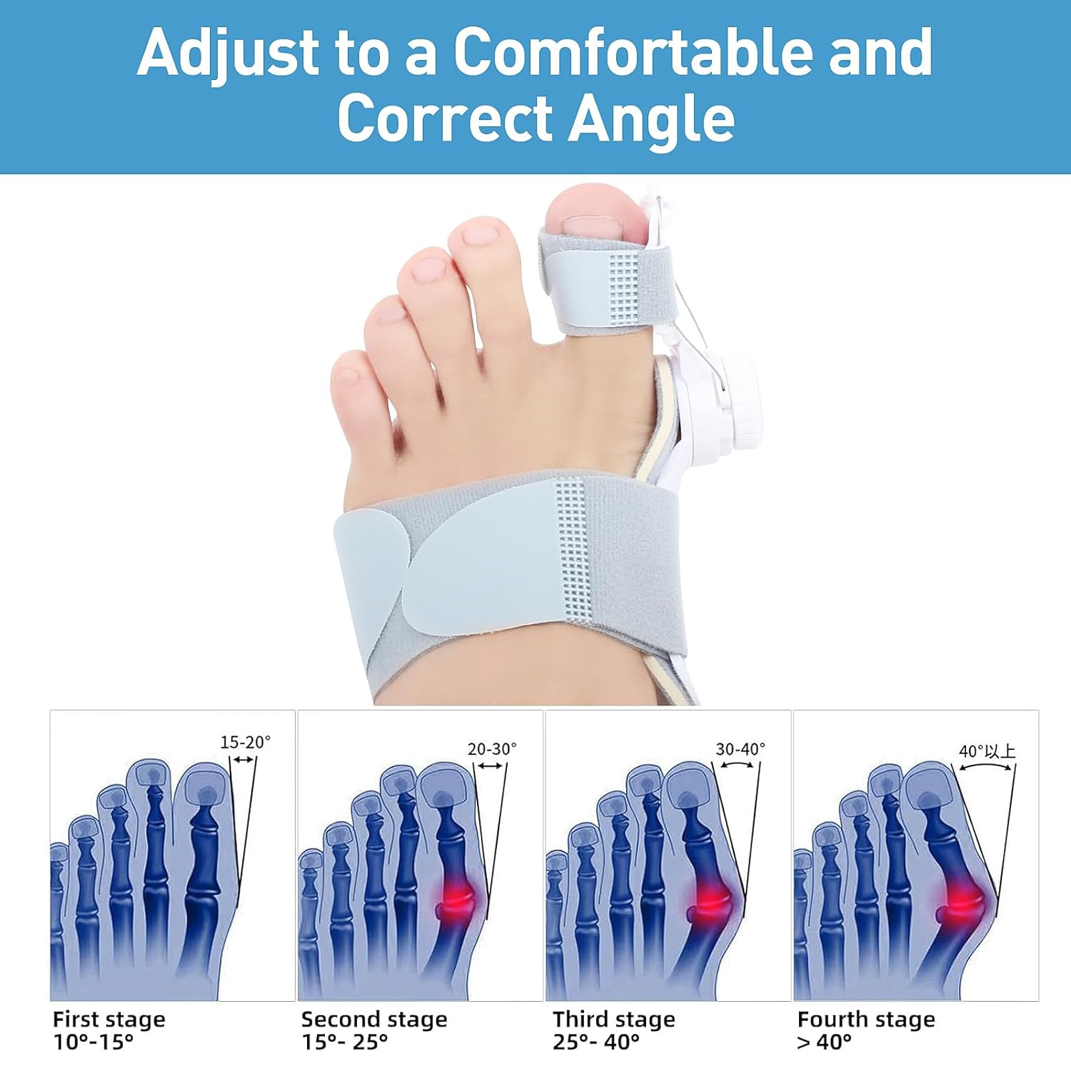 Bunion Corrector Big Toe Straightener Adjustable Bunion Splint for Bunion Relief Orthopedic Toe Separators Brace for Women Men