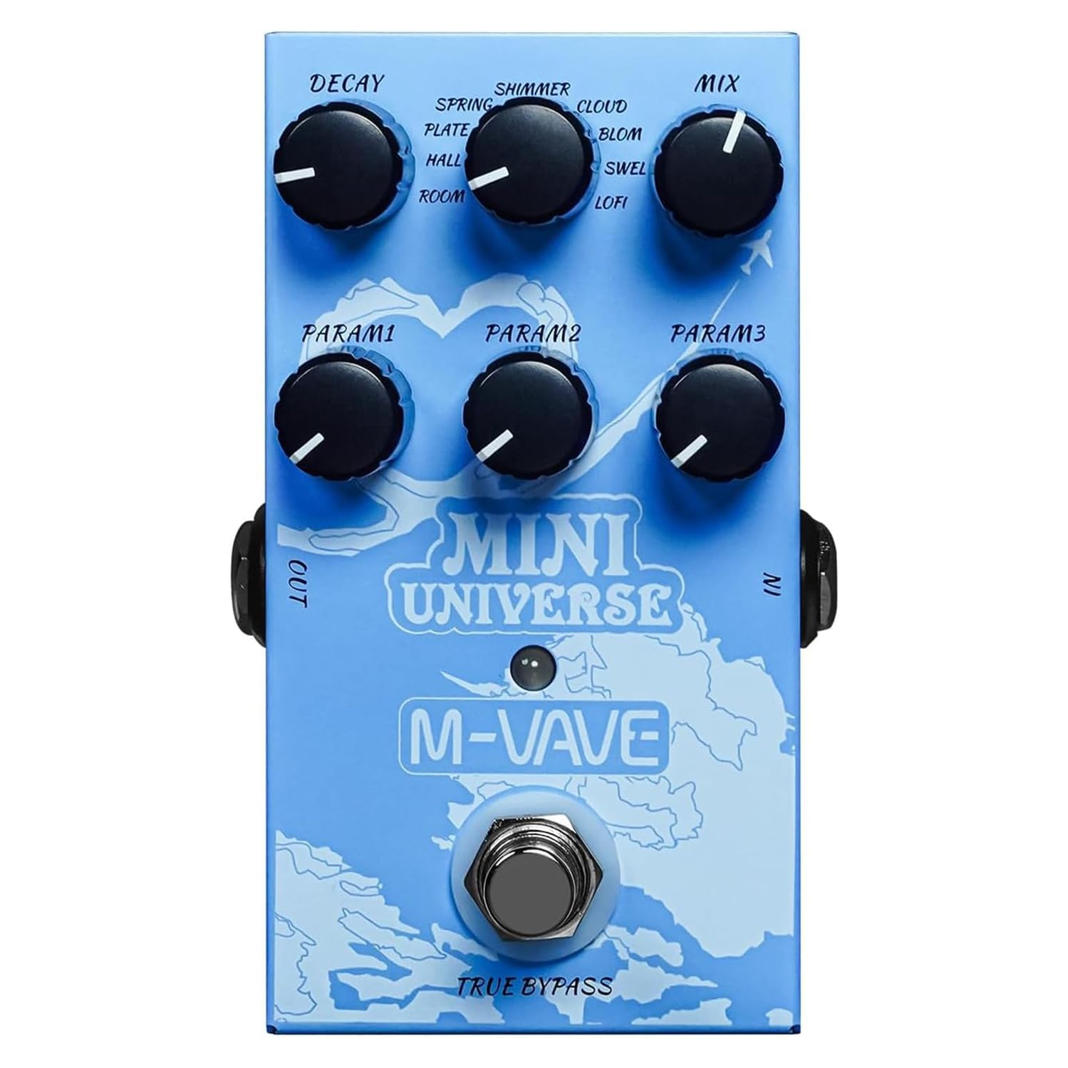 Pedales de reverberación digital para efectos de guitarra. 9 reverberaciones digitales. Pedales de efectos de reverberación Room/Shimmer/Lo-Fi/Spring.