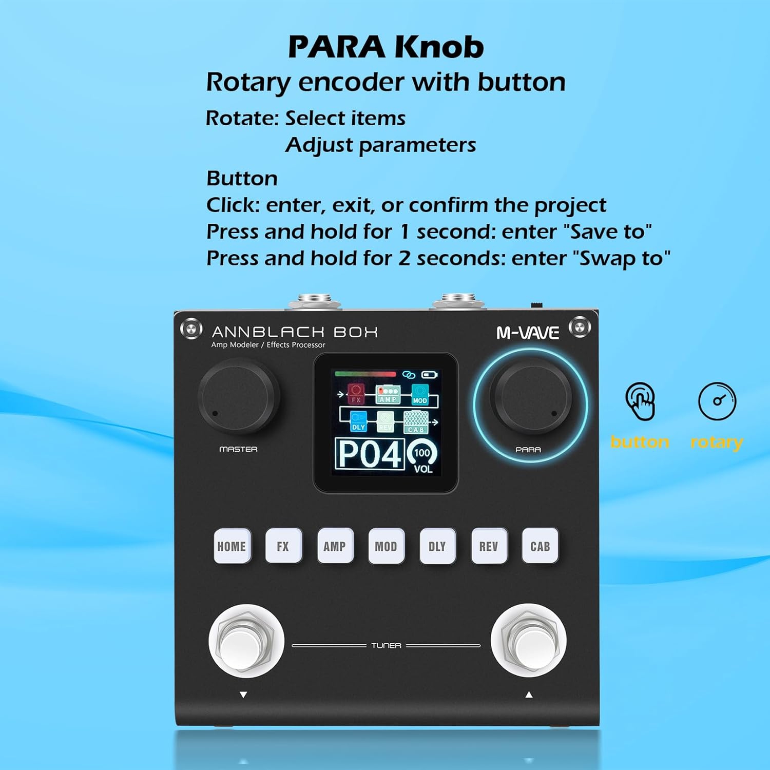 Procesador de guitarra multifunción | 80 presets + pedal de expresión | Bluetooth inalámbrico + 10 horas de duración de batería | Procesamiento de