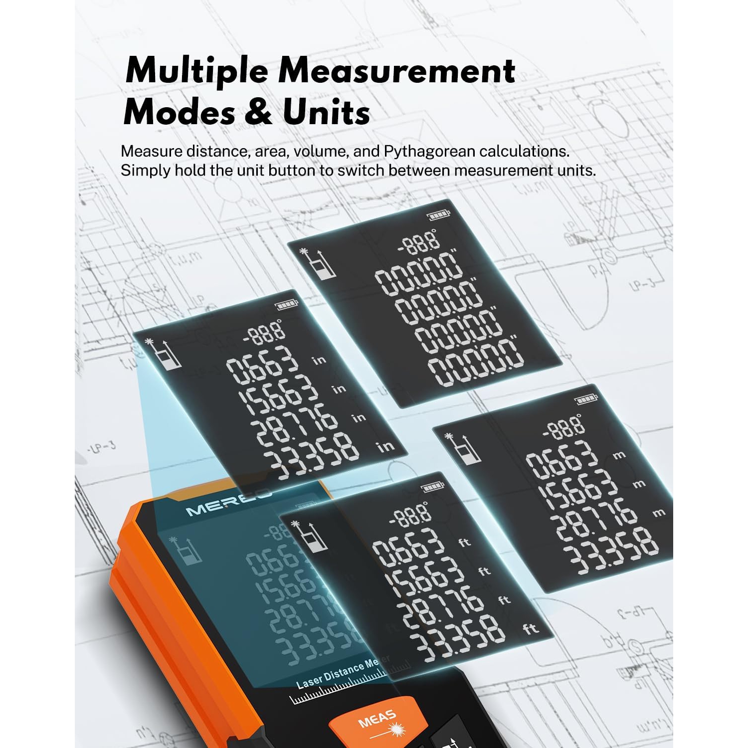 Distance Meter Infrared Laser Distance Meter Laser Electronic Ruler Portable - 50m/164ft