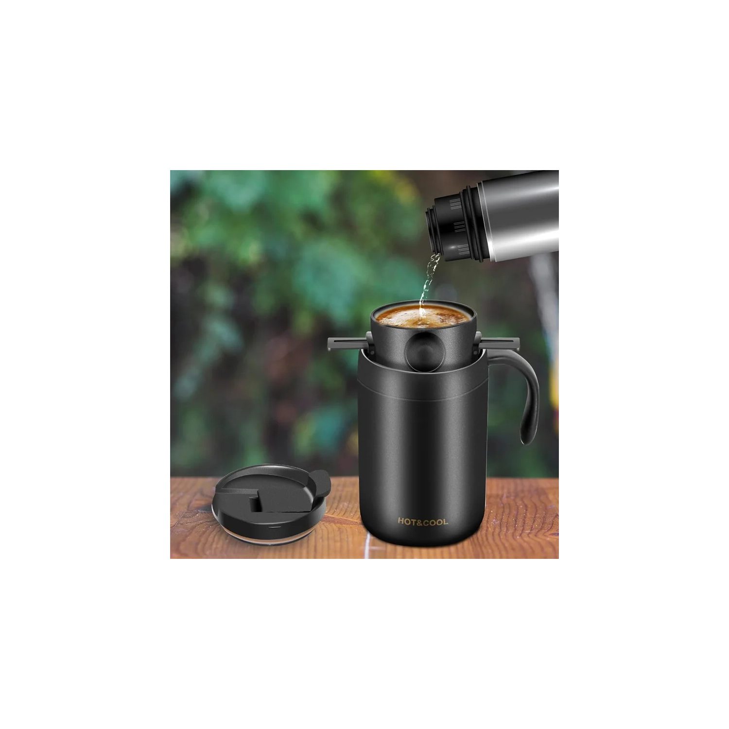 Tasse à café portative d'extérieur infusée à la main, tasse isotherme en acier inoxydable idéale pour la maison, le bureau et les voyages en plein air