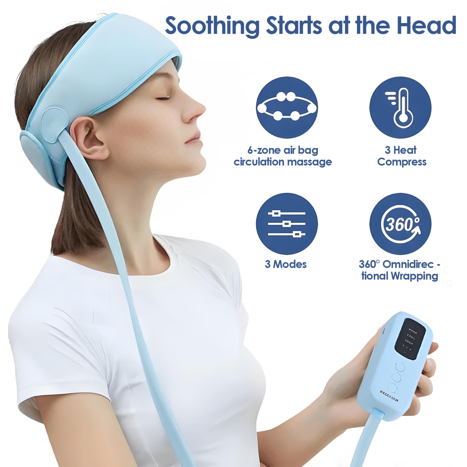 Appareil de massage intelligent pour la tête, appareil de massage électrique pour le sommeil à domicile, massage avec coussin gonflable à trois