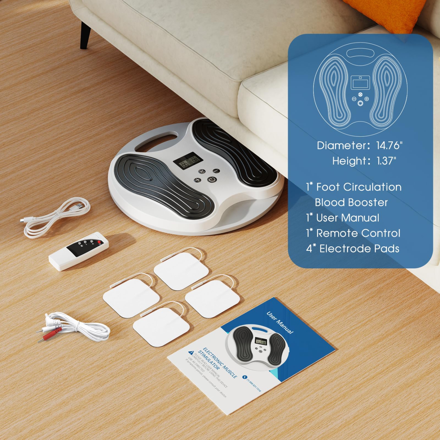 Appareil de massage pour les pieds EMS, stimulateur musculaire avec 4 électrodes pour le soulagement des pieds, douleurs corporelles