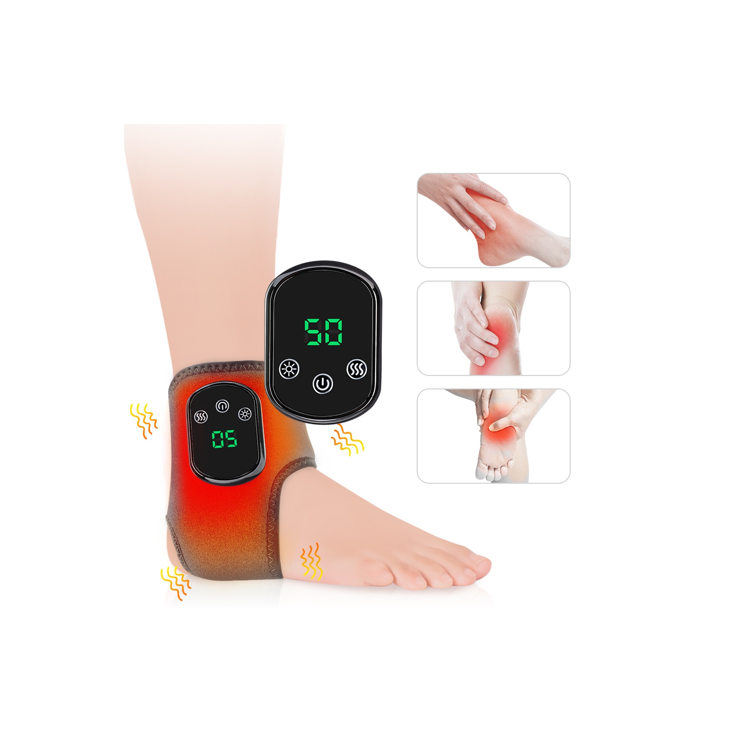 Portable Ankle and Foot Massager, Intelligent Temperature Control Hot Compress Joint Massager for Wrist and Ankle Protection