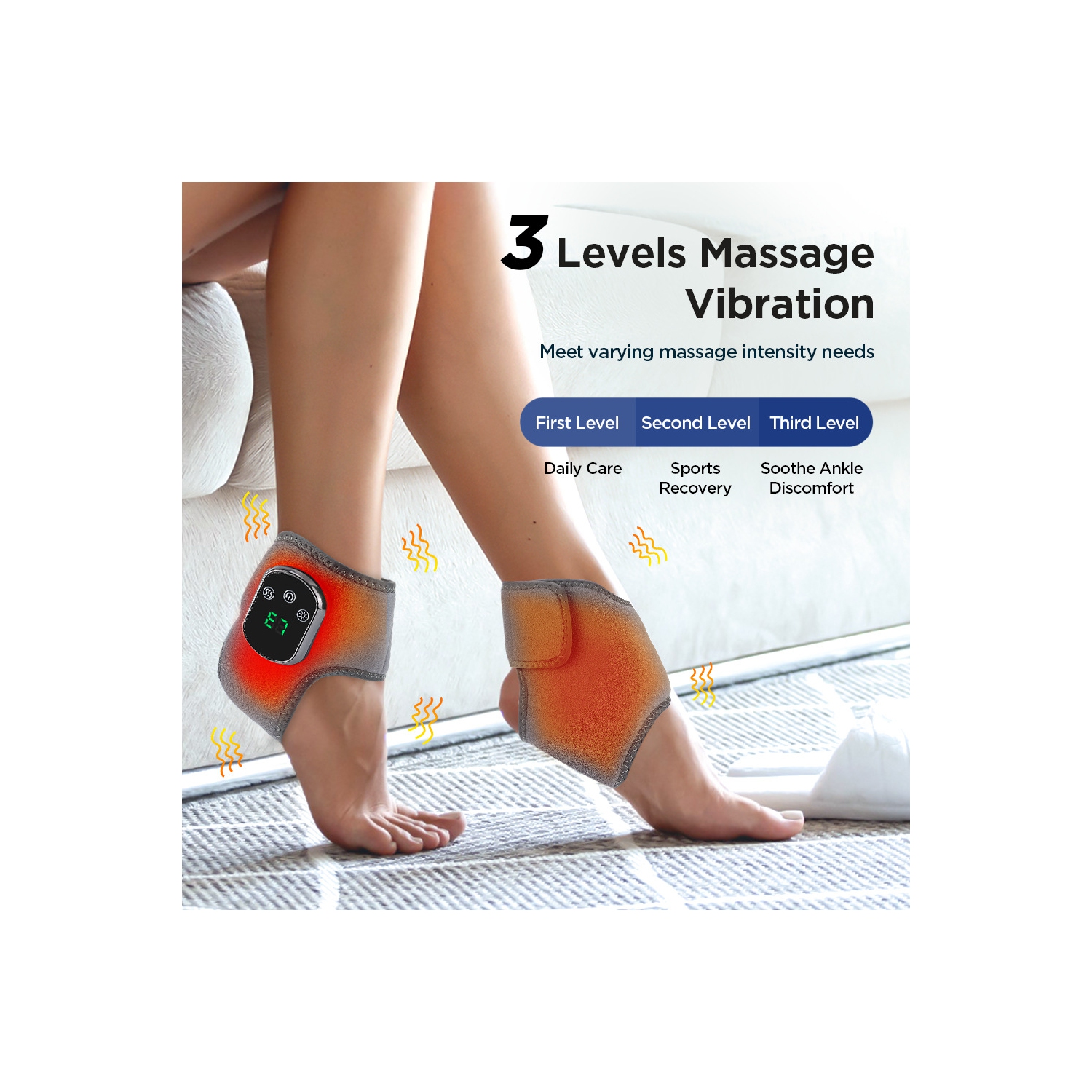 Portable Ankle and Foot Massager, Intelligent Temperature Control Hot Compress Joint Massager for Wrist and Ankle Protection