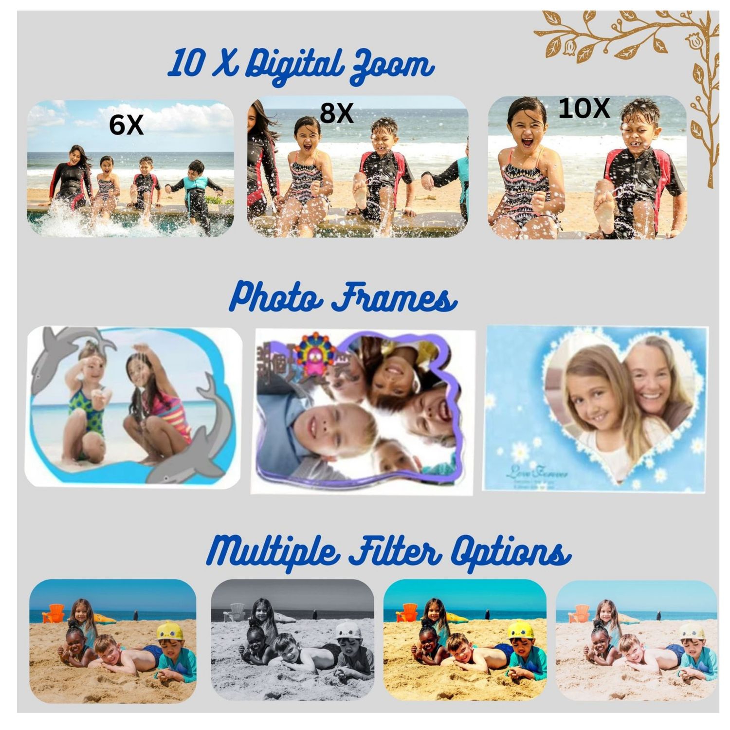 Appareil photo numérique pour enfants de MAKATA 48&nbsp;Mpx avec jeux vidéo HD et musique MP3, caméra jouet amusante pour enfants de moins de 13 ans,
