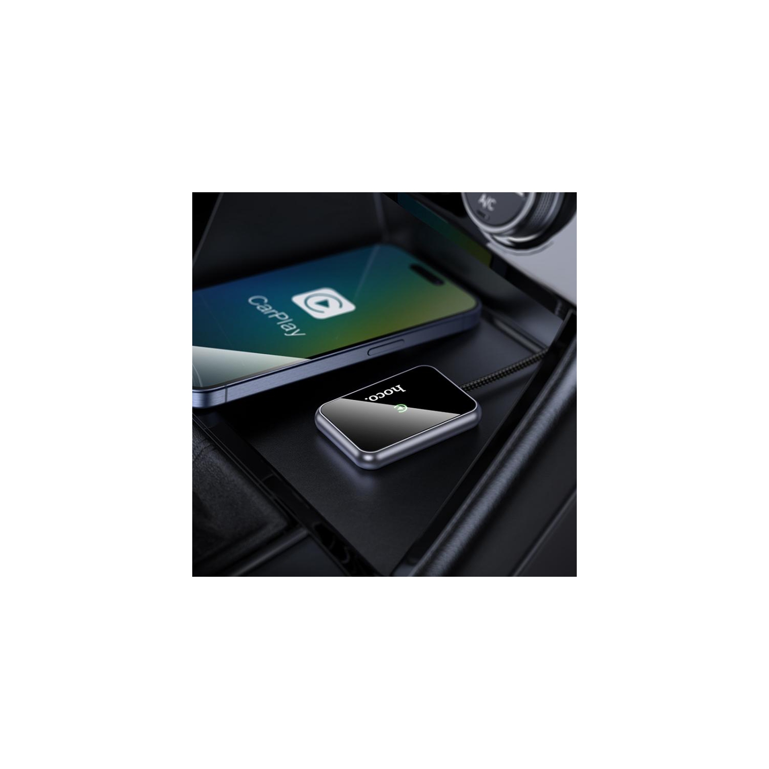 Hoco Wireless CarPlay Adapter | Apple CarPlay | Comes with USB-C Adapter | Sleek Appearance | Plug & Play | Black