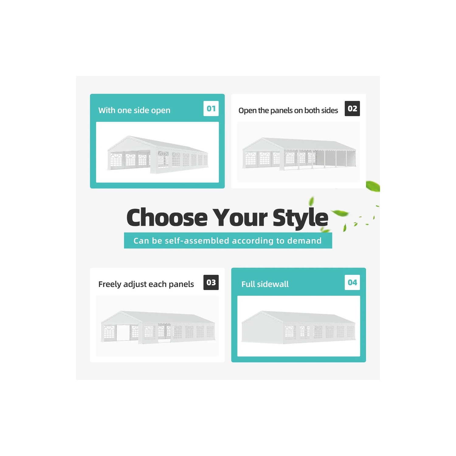 Tente de fête étanche 20 x 40 pi d'EROMMY - Parois latérales ajustables, abri Pavilion robuste pour événements extérieurs, mariages et usage