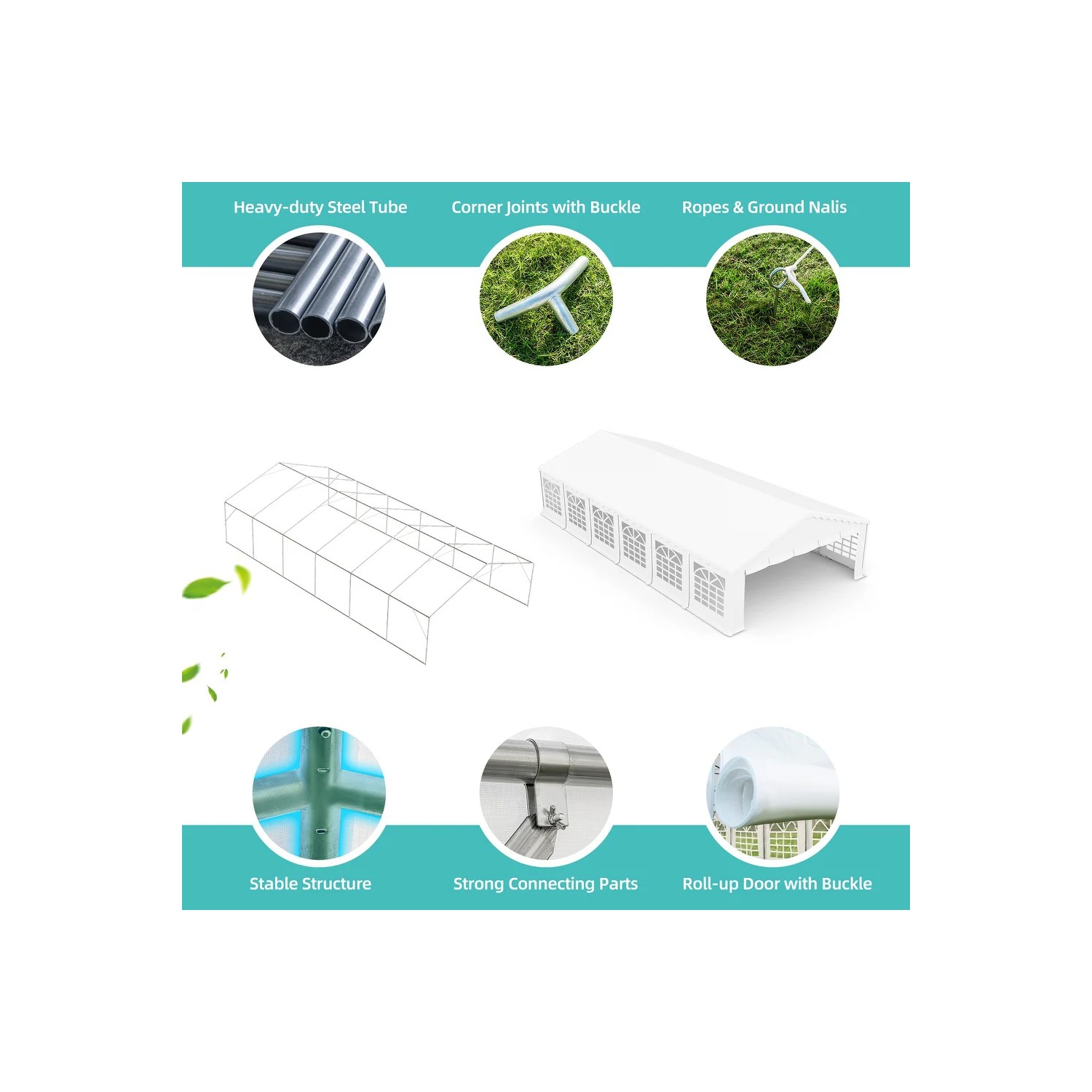 Tente de fête étanche 20 x 40 pi d'EROMMY - Parois latérales ajustables, abri Pavilion robuste pour événements extérieurs, mariages et usage