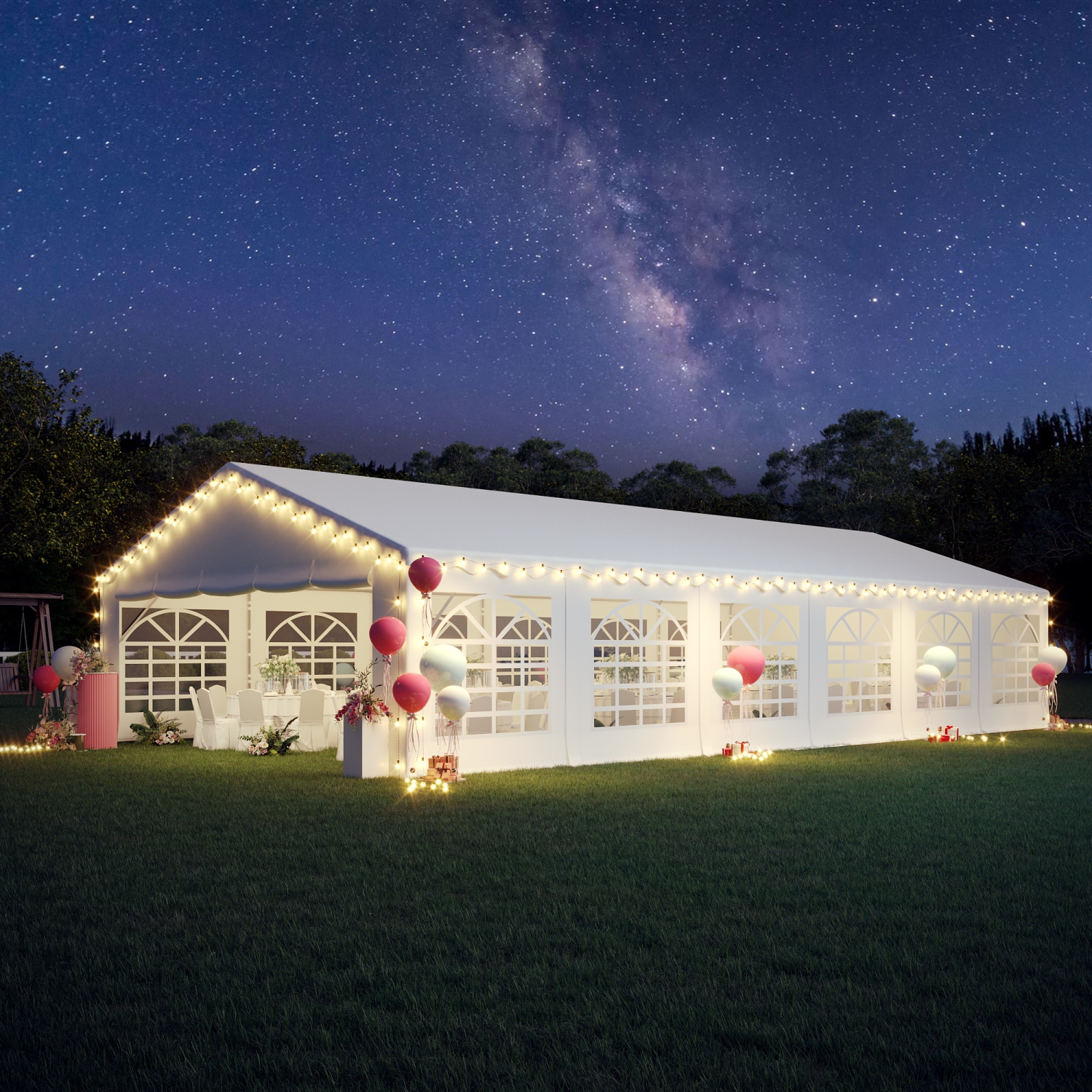 Tente de fête étanche 20 x 40 pi d'EROMMY - Parois latérales ajustables, abri Pavilion robuste pour événements extérieurs, mariages et usage