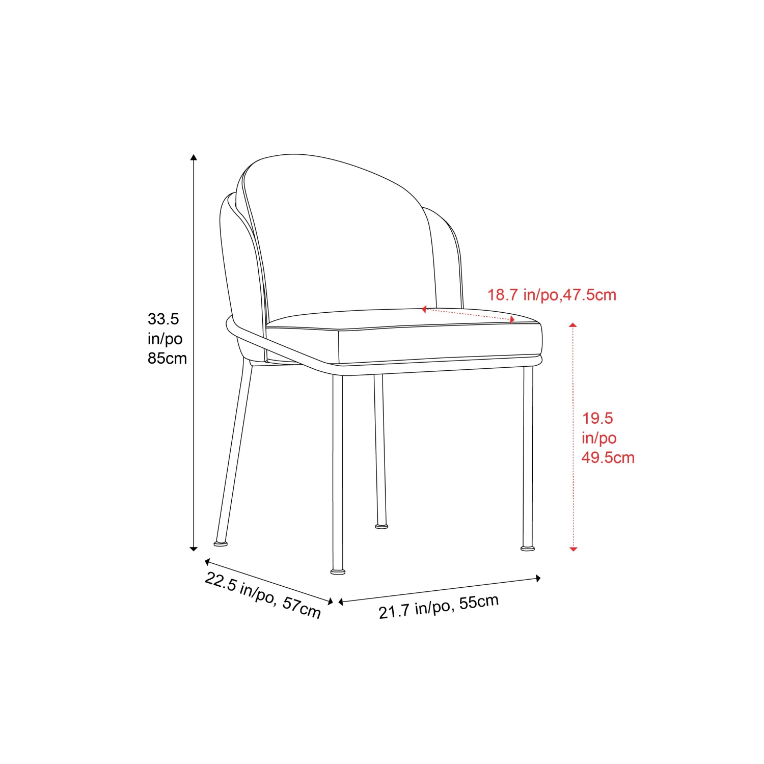 Valencia – Chaise de salle à manger en tissu Alexander avec siège généreusement rembourré et pattes élégantes en métal, beige