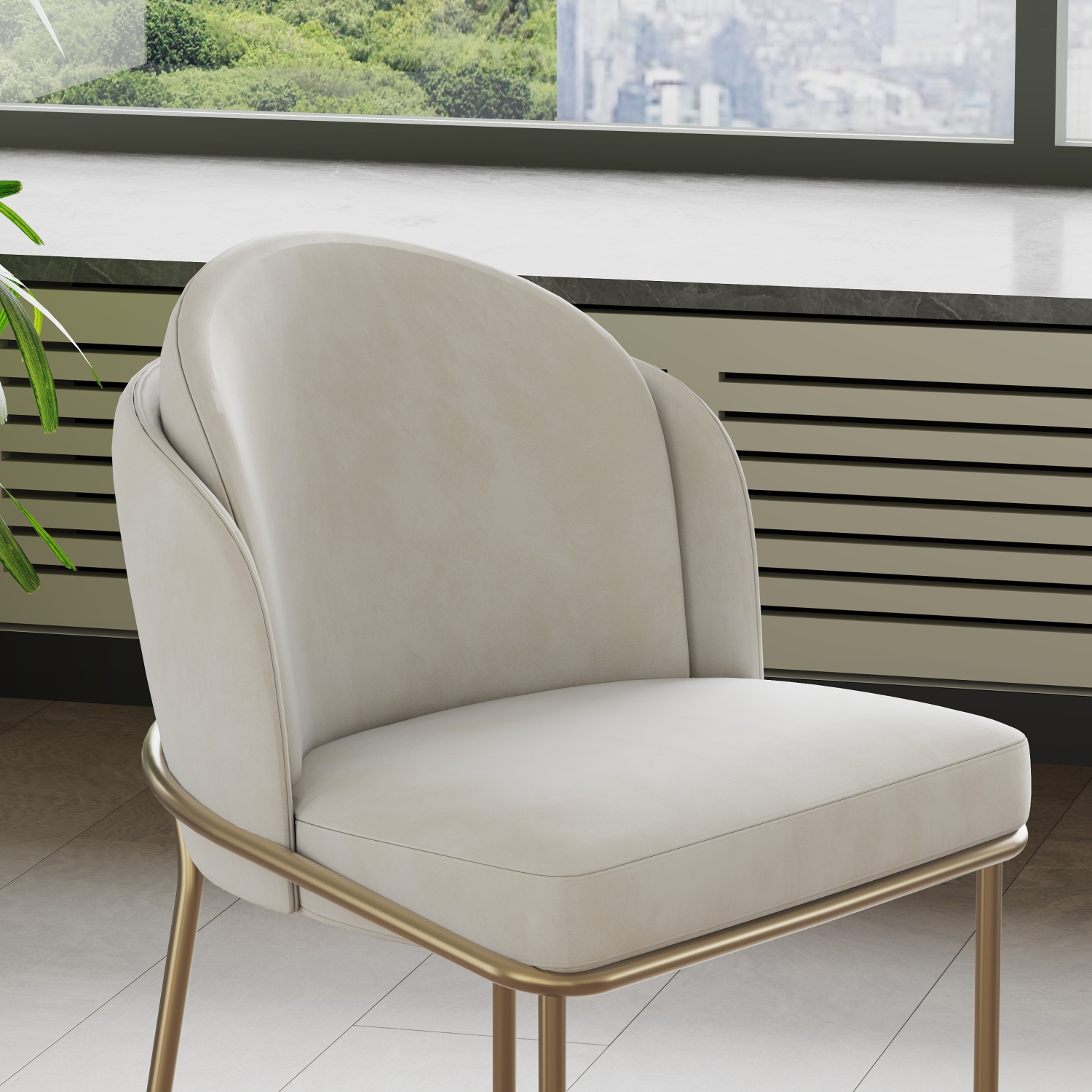 Valencia – Chaise de salle à manger en tissu Alexander avec siège généreusement rembourré et pattes élégantes en métal, beige