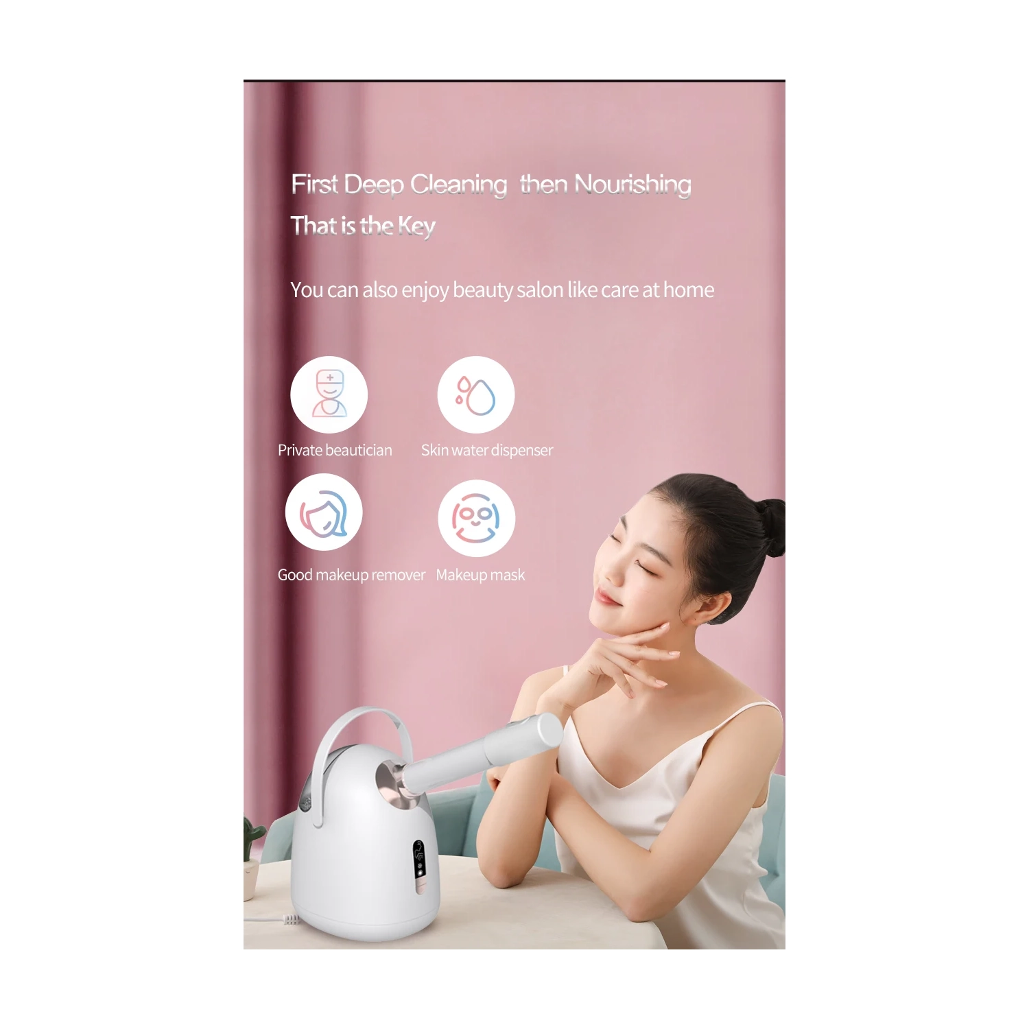 Facial steamer with hot and cold spray, beauty salon aromatherapy essential oil facial humidifier, sprayer, home beauty moisturizing instrument,