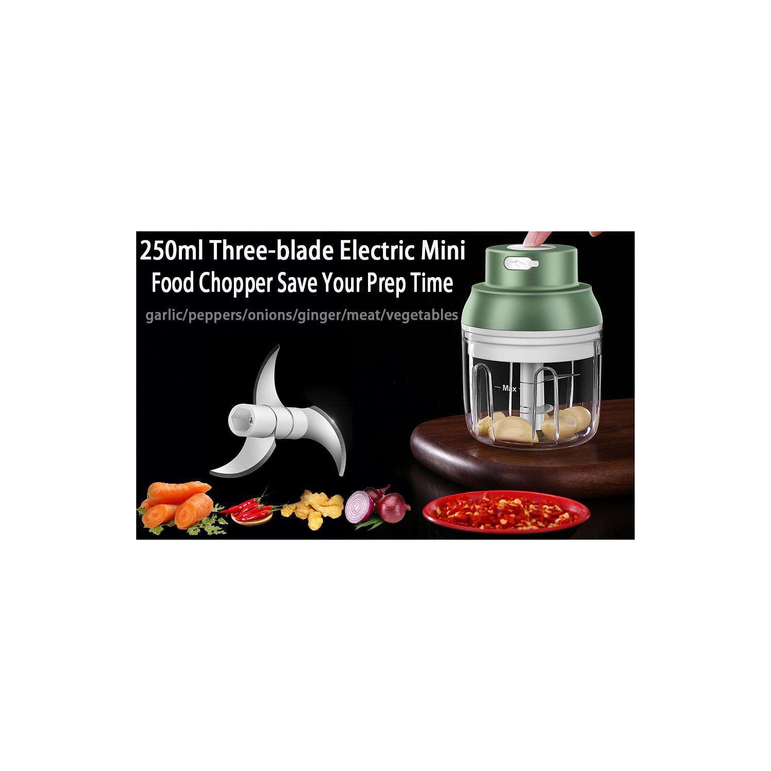 Electric garlic mincer 250ml food chopper USB mini garlic onion mincer portable small food processor garlic masher electric garlic stirrer household