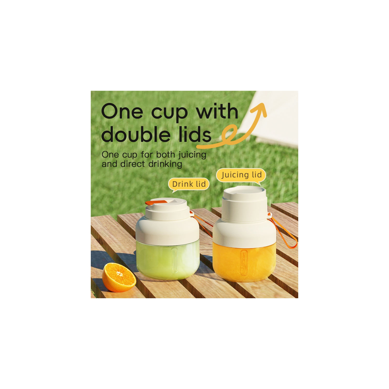 Juicing barrel 12 rows of grinding teeth portable large capacity juicer cup, juice fruit and vegetable personal drinking juicer, mini healthy, green