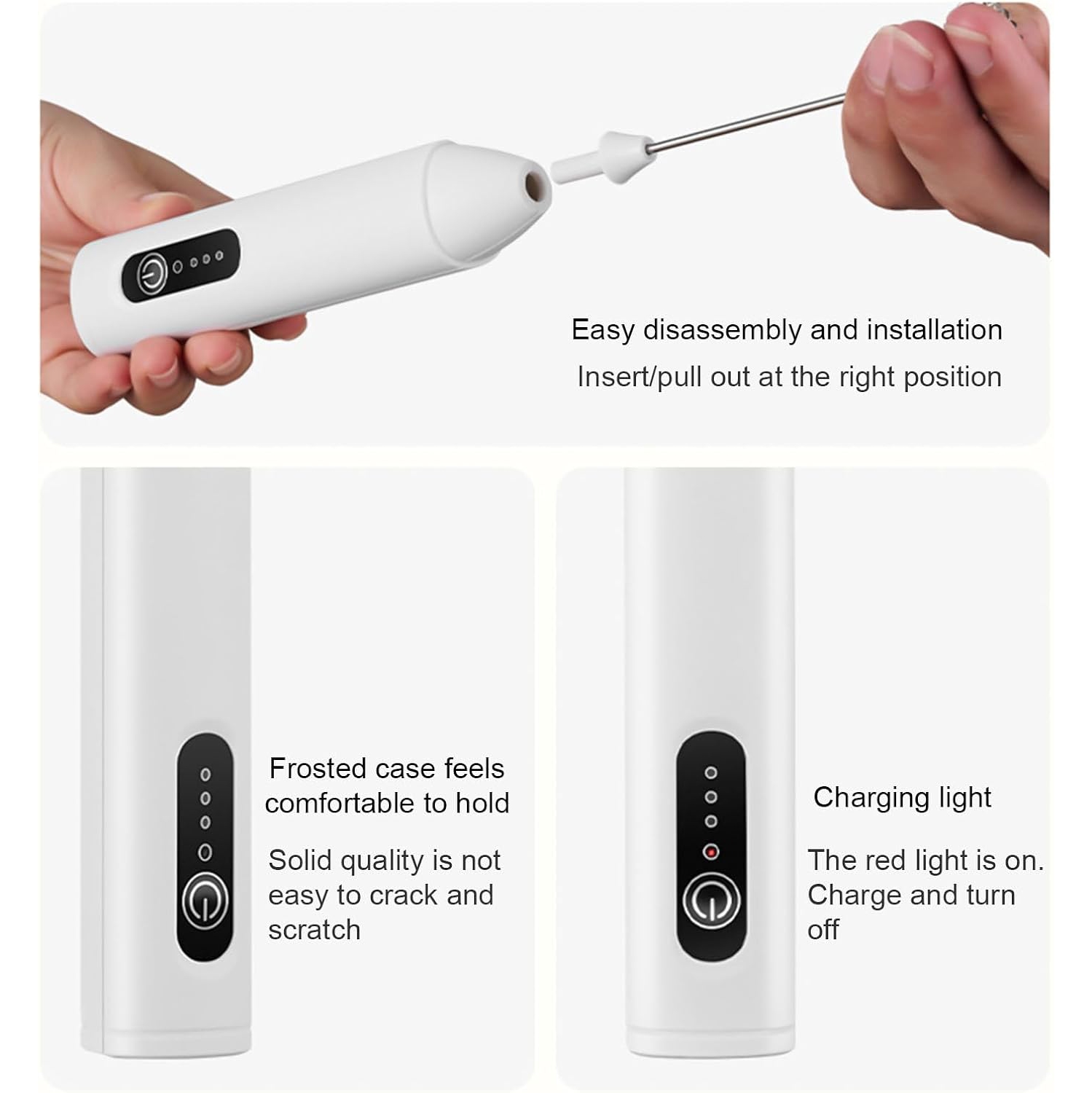 Household cordless electric milk frother Portable cream whisk Coffee blender Baking whisk Mini milk frother Double-head white nipple milk frother +