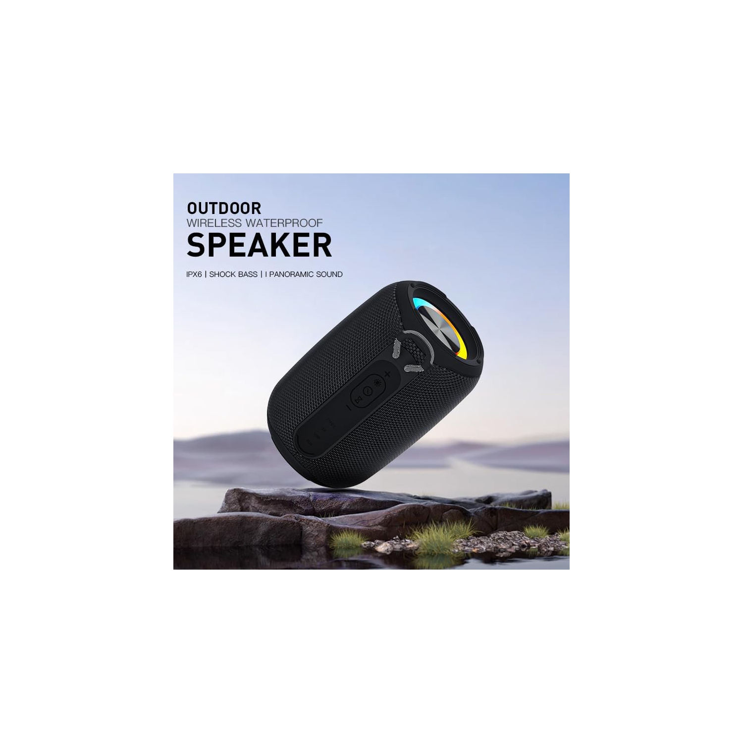 New subwoofer smart speaker, high-quality outdoor party small steel cannon, colorful light waterproof Bluetooth speaker