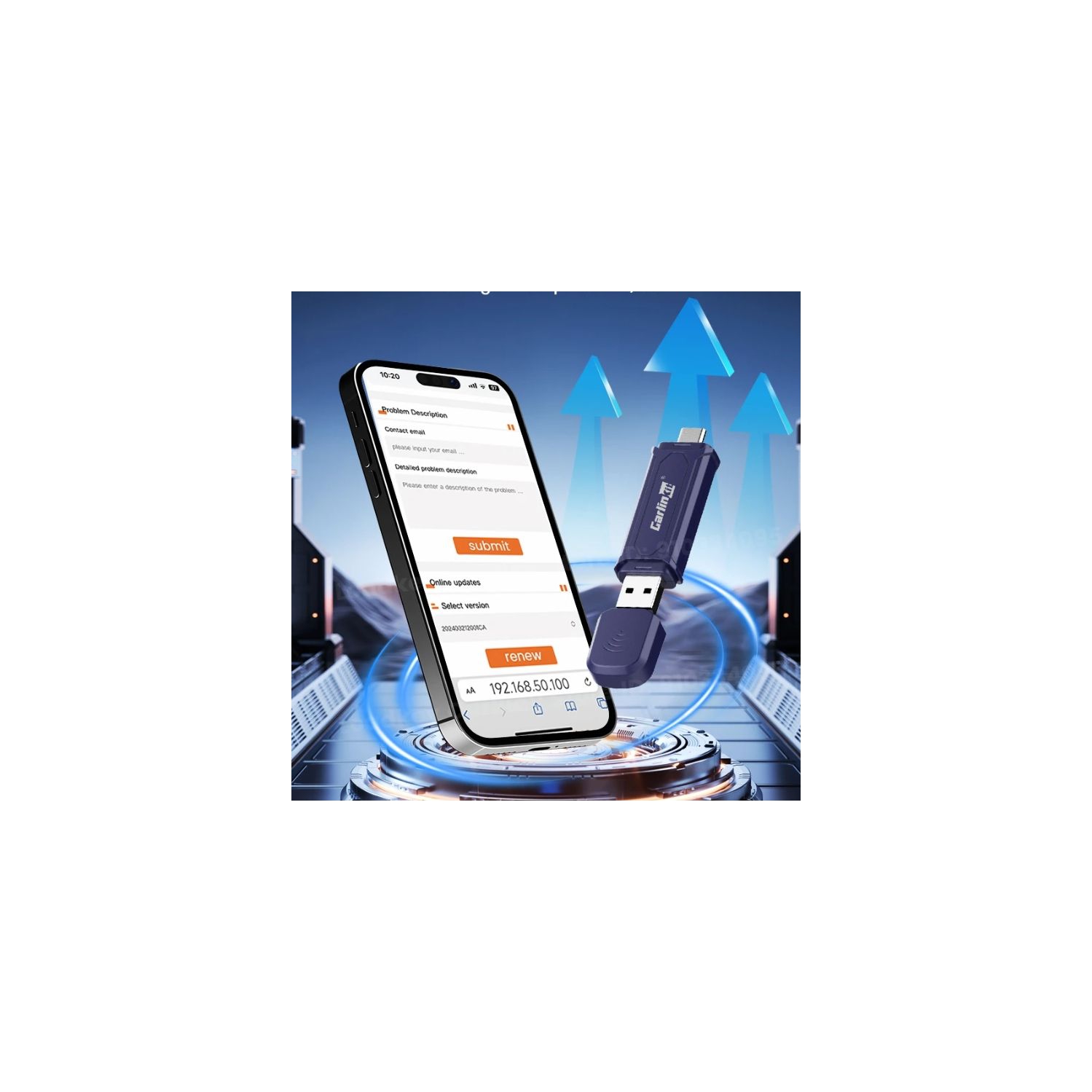 Wireless CarPlay and Android Auto Adapter,, Wired to Wireless Converter, for Original Car Screen, Fast Connection, Low Latency, Plug and Play, Mini