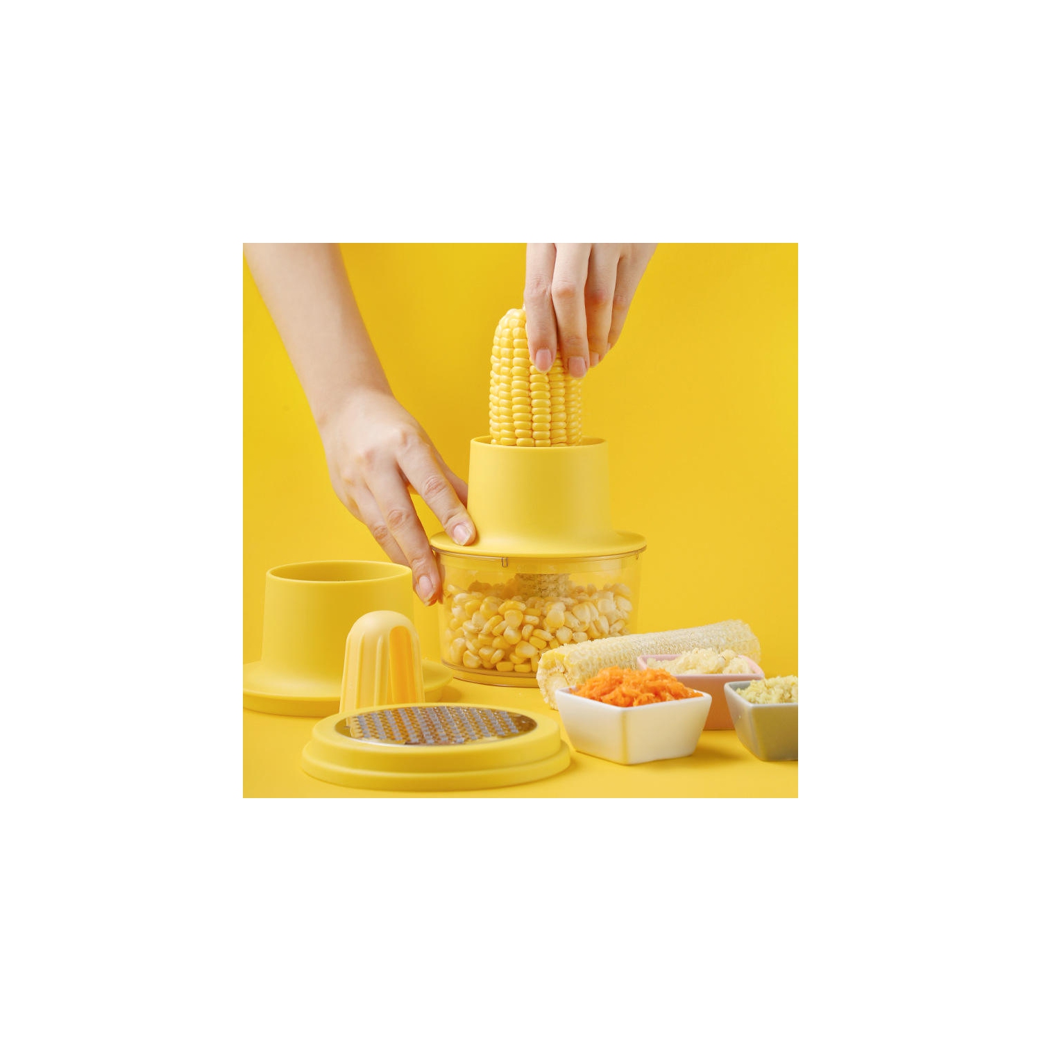 Corn thresher, household multifunctional corn granulator, kitchen tool for grinding garlic and radish,