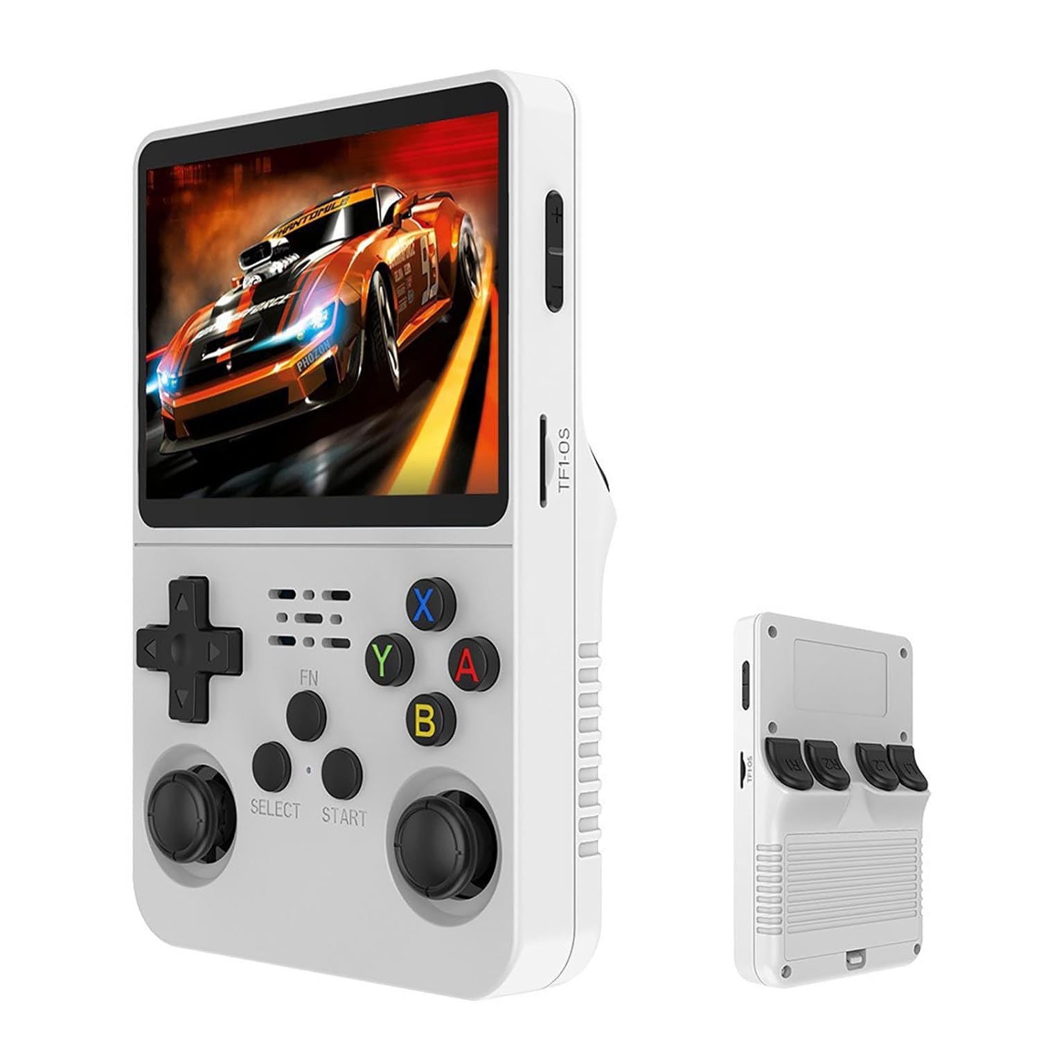 R36S Retro Handheld Game Console 3.5 Inch IPS Screen Video Game Console Player Built-in Games 64G Support GBA GB MAME 26 Emulator white 3D Dual