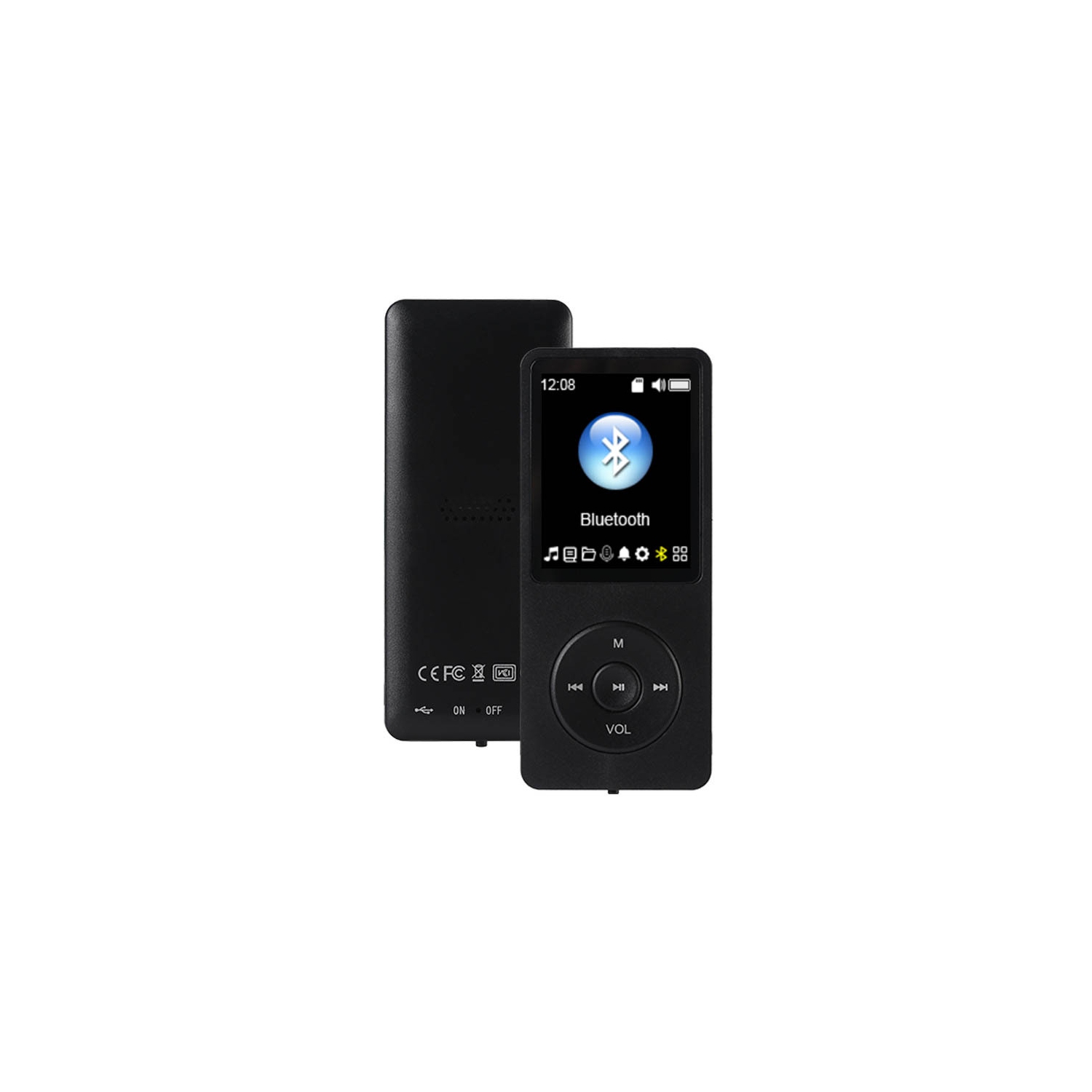 Lecteur MP3 16&nbsp;Go avec haut-parleur écouteurs portable Hi-Fi lecteur de musique e-book écran HD noir haut-parleur hôte Bluetooth + écouteurs