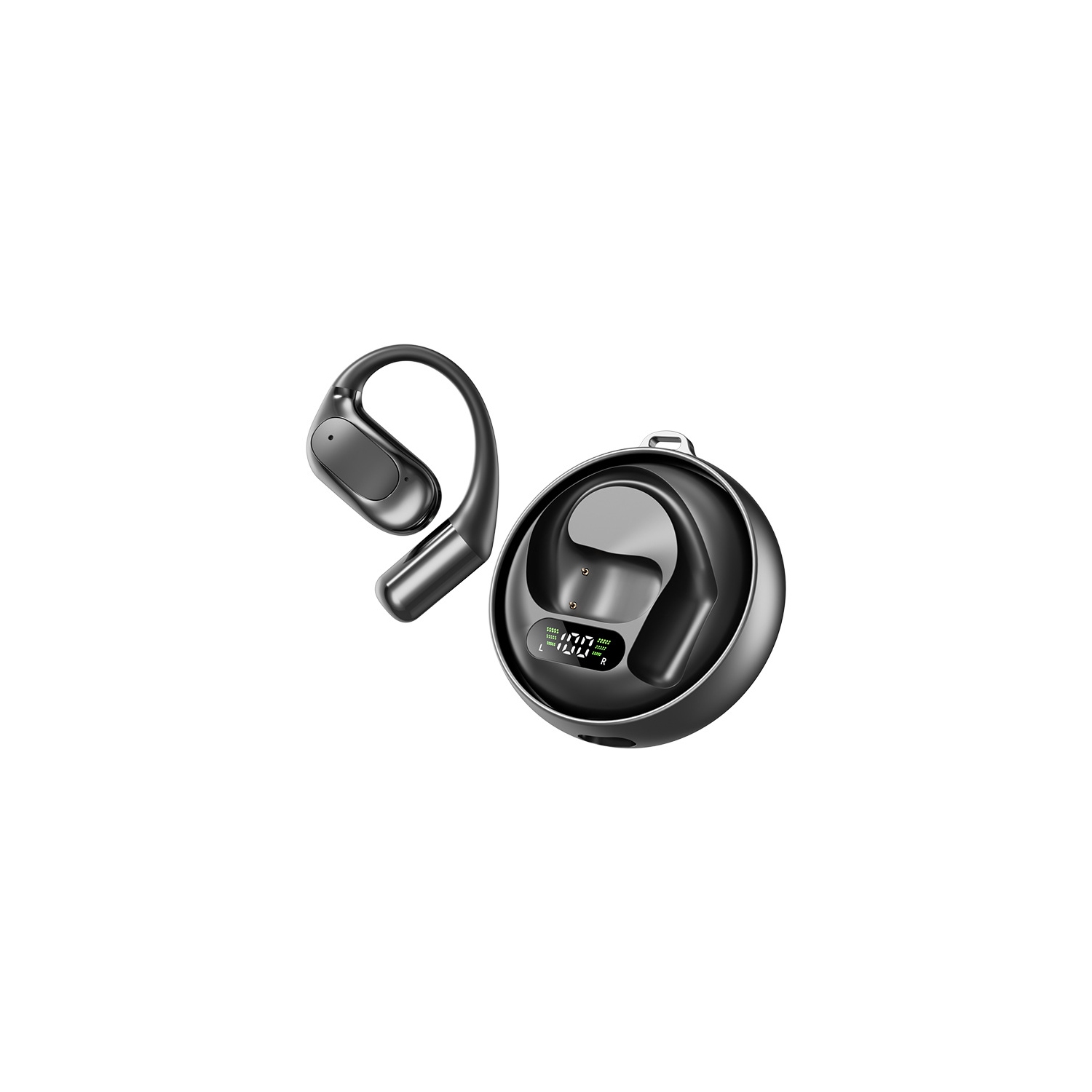 Écouteurs bouton de traduction en temps réel Bluetooth 5,4 Casque d'écoute audio spatial personnalisé noir nouveau M114 compartiment rotatif