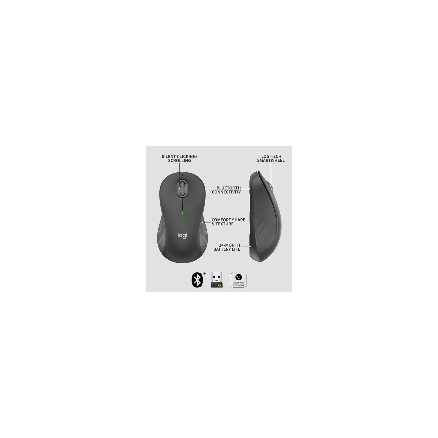 Open Box-Logitech Signature M550 Wireless Optical Mouse(Bluetooth / Wireless 2.4ghz - Graphite