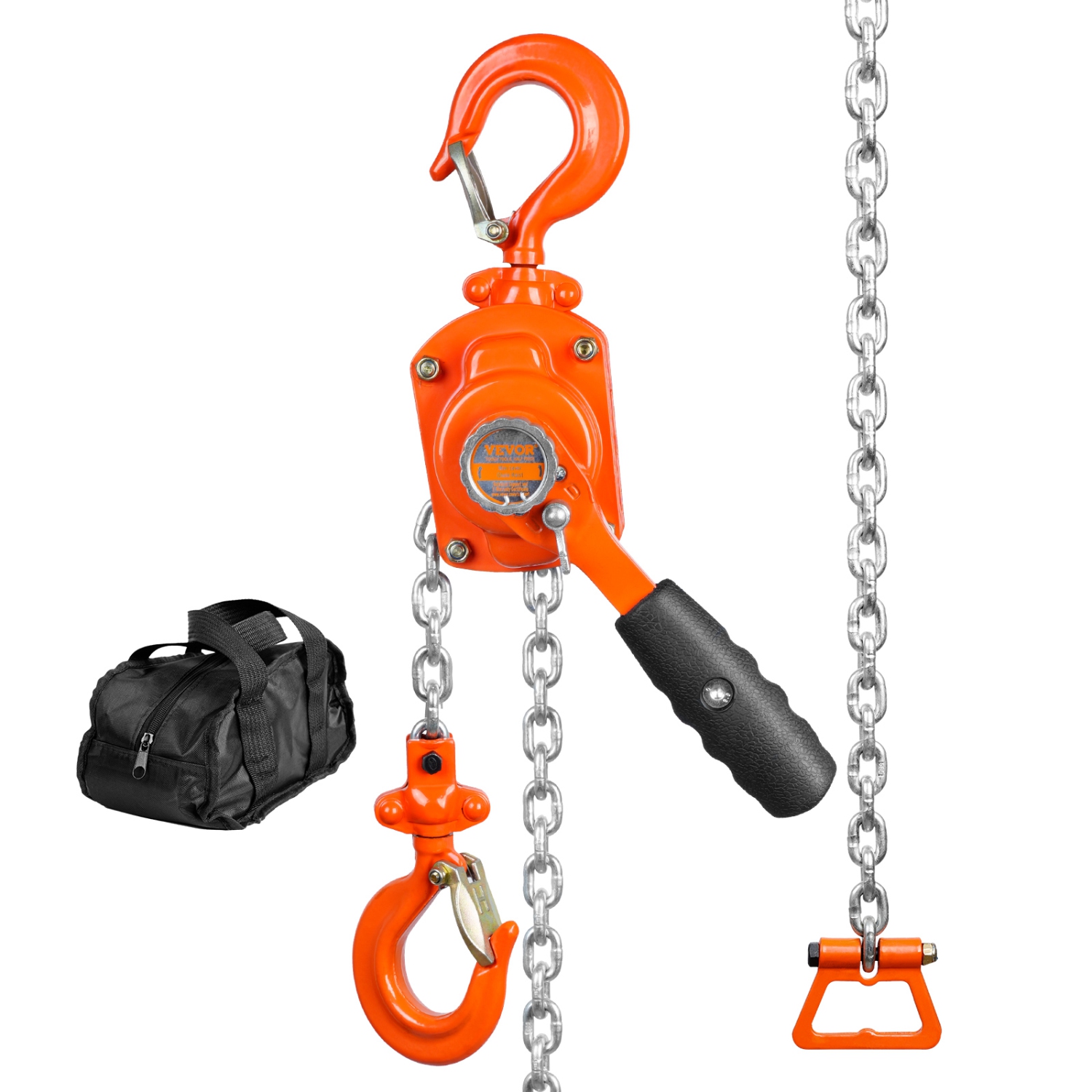 VEVOR G80 Manual Lever Chain Hoist, 1/2 Ton 1100 lbs Capacity 5 FT Come Along, Galvanized Carbon Steel with Weston Double-Pawl Brake, 360° Rotation