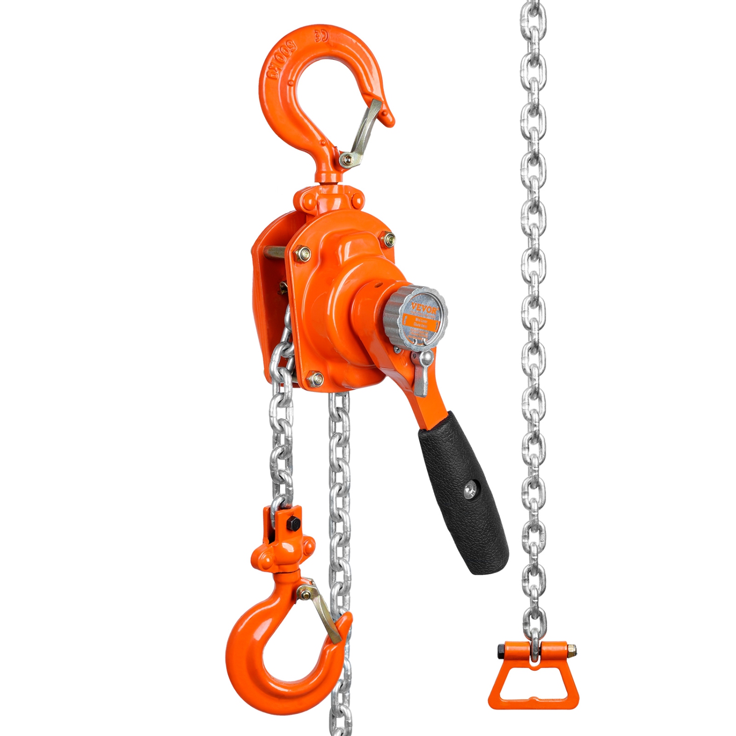 VEVOR G80 Manual Lever Chain Hoist, 1/2 Ton 1100 lbs Capacity 5 FT Come Along, Galvanized Carbon Steel with Weston Double-Pawl Brake, 360° Rotation