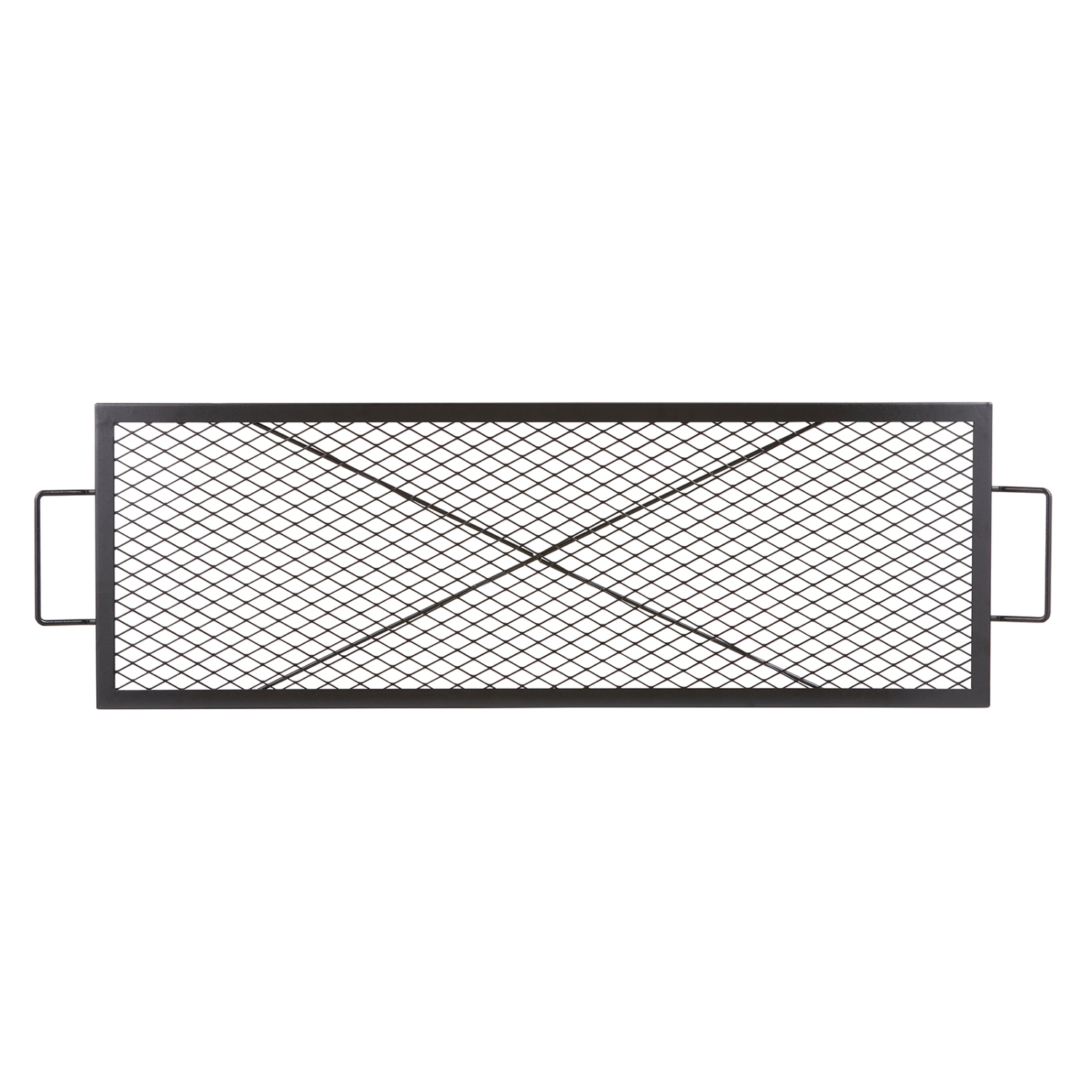 VEVOR 44 Inch X-Marks Fire Pit Grill Grate, Rectangle Cooking Grate, Heavy Duty Steel Campfire BBQ Grill Grid with Handle & Support X Wire, Portable