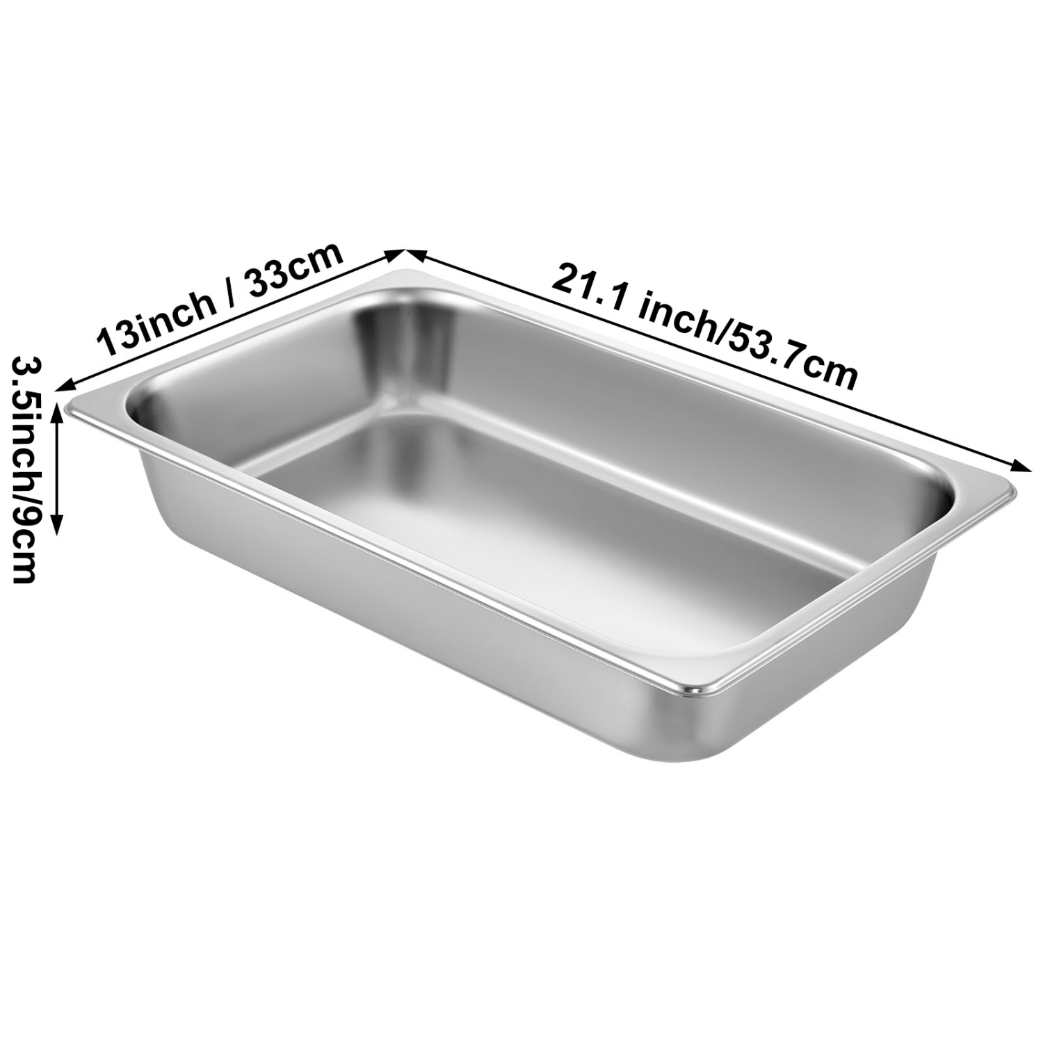 VEVOR 6 Pack Steam Table Pans 20.9 x 12.8 x 3.9 Inch Deep Steam Table Pan Full Size 13L Deep Food Container Stainless Steel Oven Tray Hotel Pans