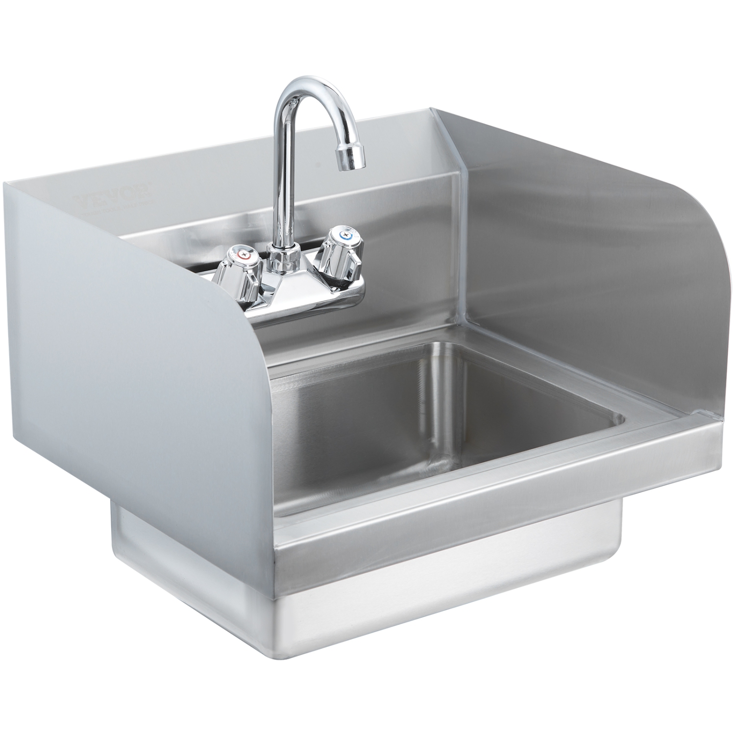 VEVOR 17x12.8 inch Commercial Hand Sink with Faucet and Side Splash, NSF Stainless Steel Sink for Washing, Small Hand Washing Sink, Wall Mount Hand