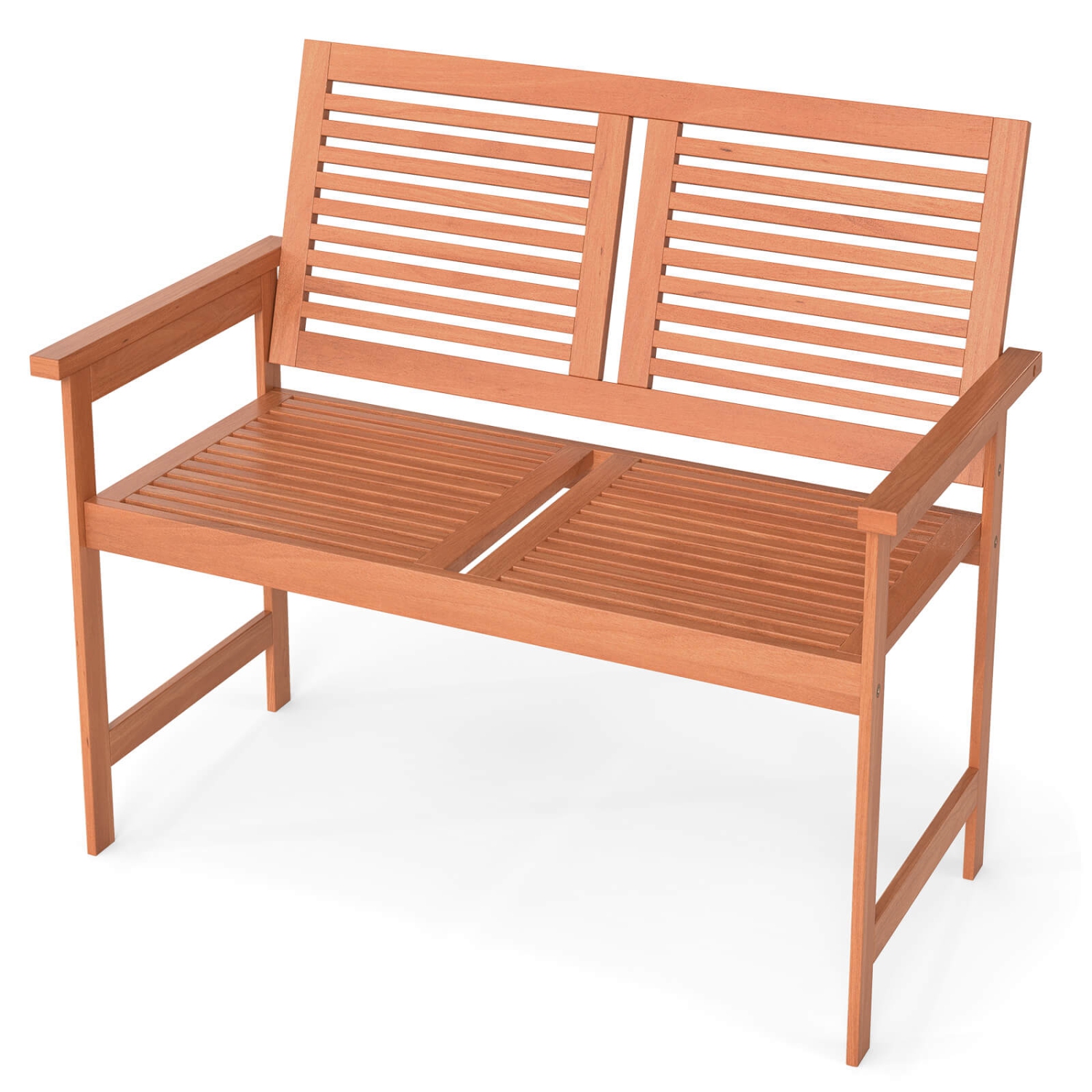 Costway 2-Person Patio Bench with Slatted Backrest and Seat Garden Loveseat Chair Furniture