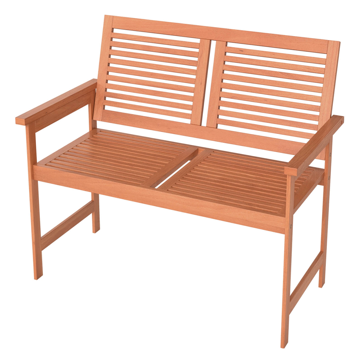 Costway 2-Person Patio Bench with Slatted Backrest and Seat Garden Loveseat Chair Furniture