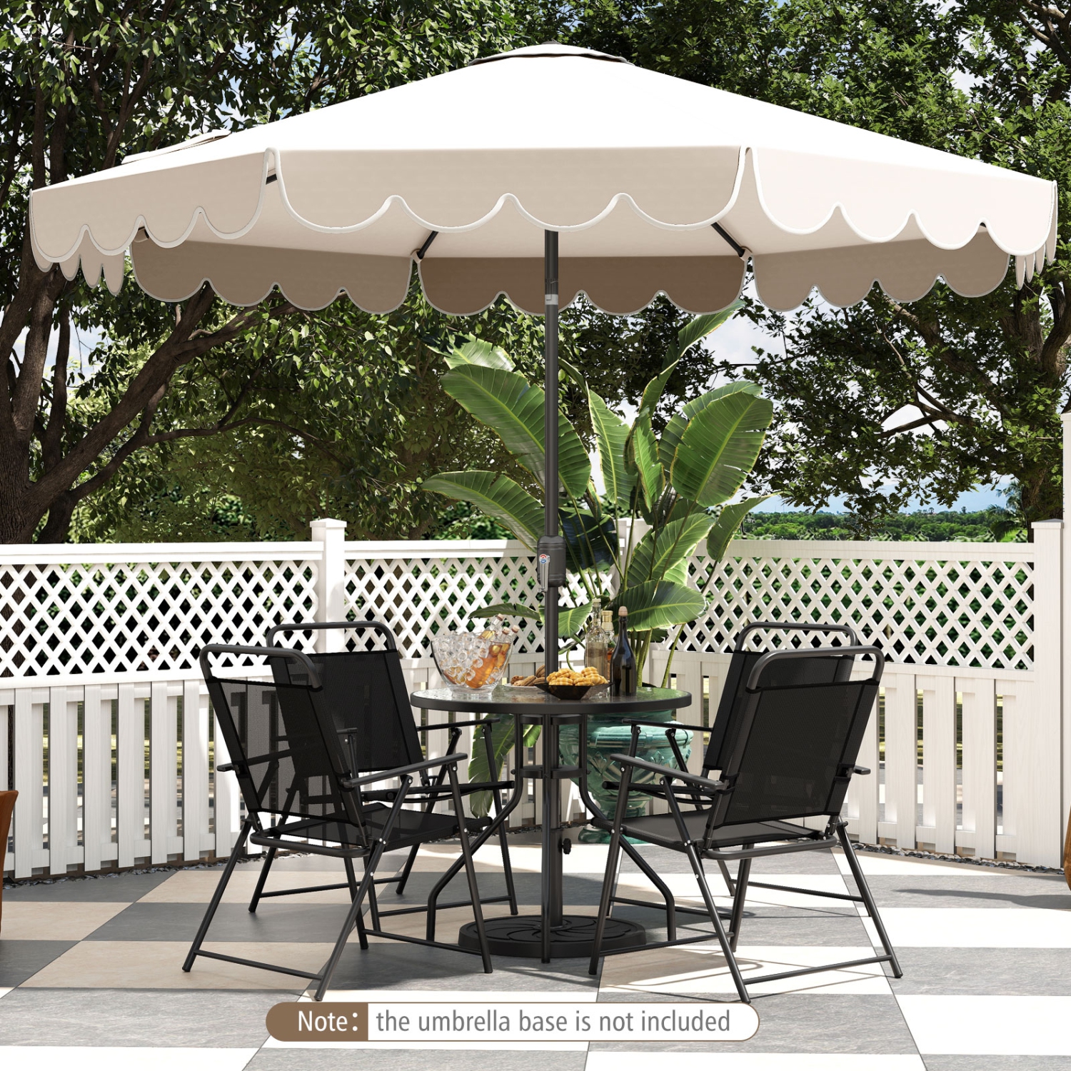 Costway 10 FT Patio Umbrella with Crank Tilt Adjustment Ruffles Vented Top 8 Ribs Beige/Brown/Gray/Blue/Red