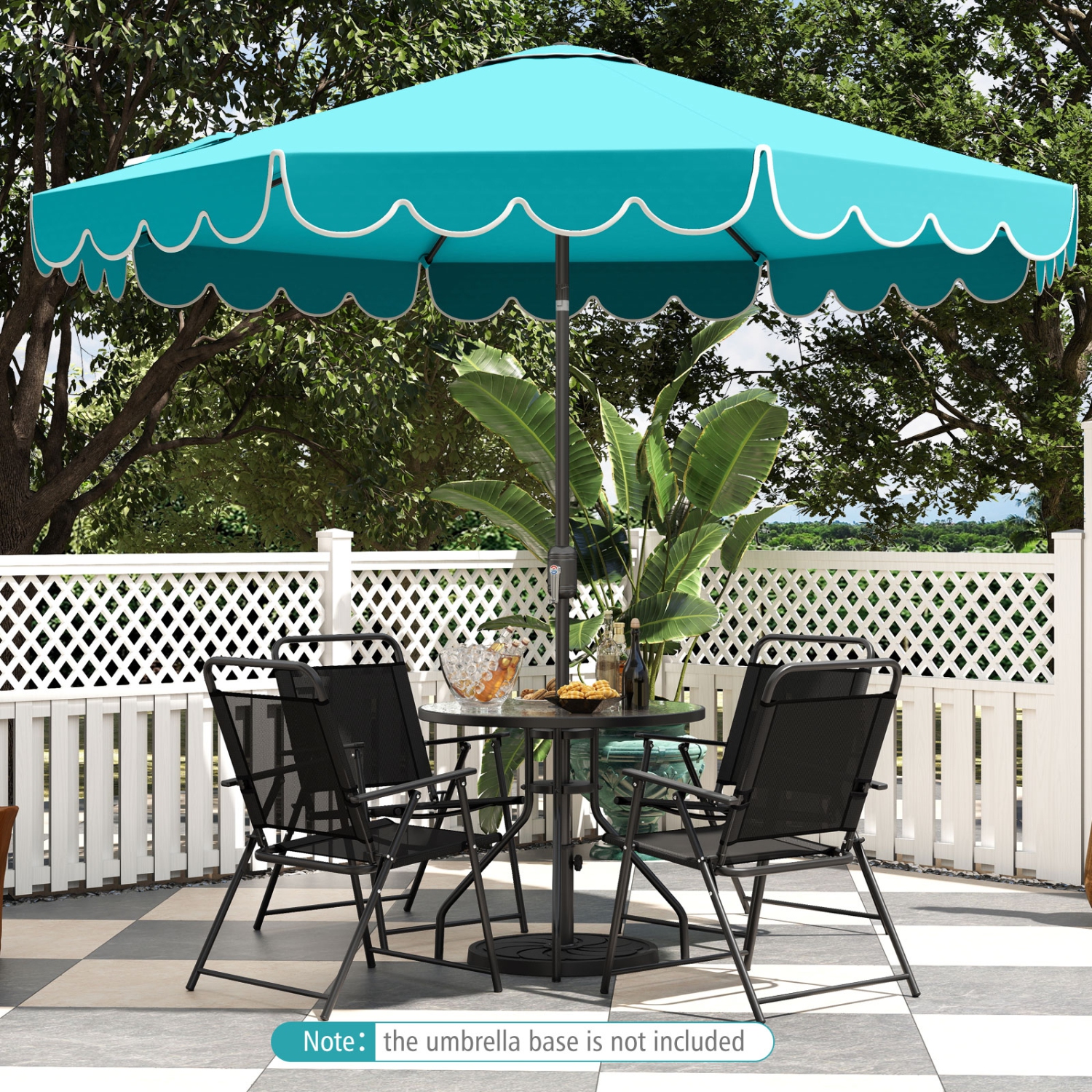 Costway 10 FT Patio Umbrella with Crank Tilt Adjustment Ruffles Vented Top 8 Ribs Beige/Brown/Gray/Blue/Red